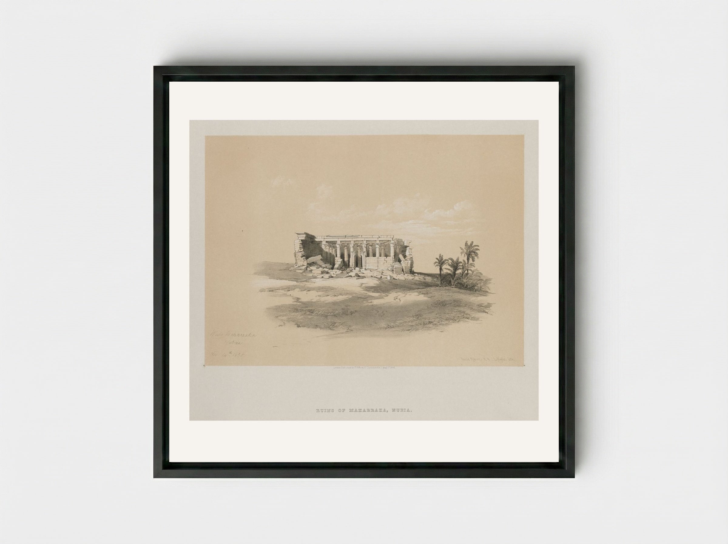 Ruins of Maharraka, Nubia - Louis Haghe - Framed Canvas Black