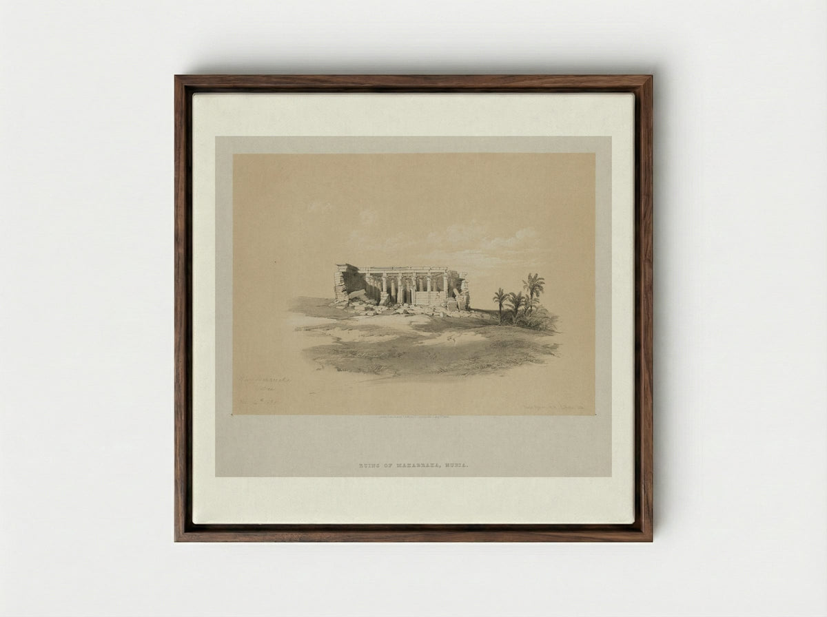 Ruins of Maharraka, Nubia - Louis Haghe - Framed Canvas Dark Wood