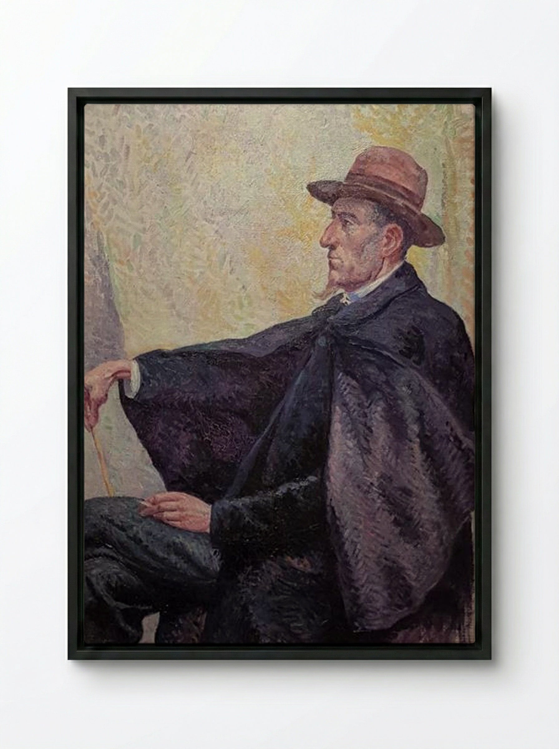 Portrait of Félix Fénéon - Maximilien Luce - Framed Canvas Black