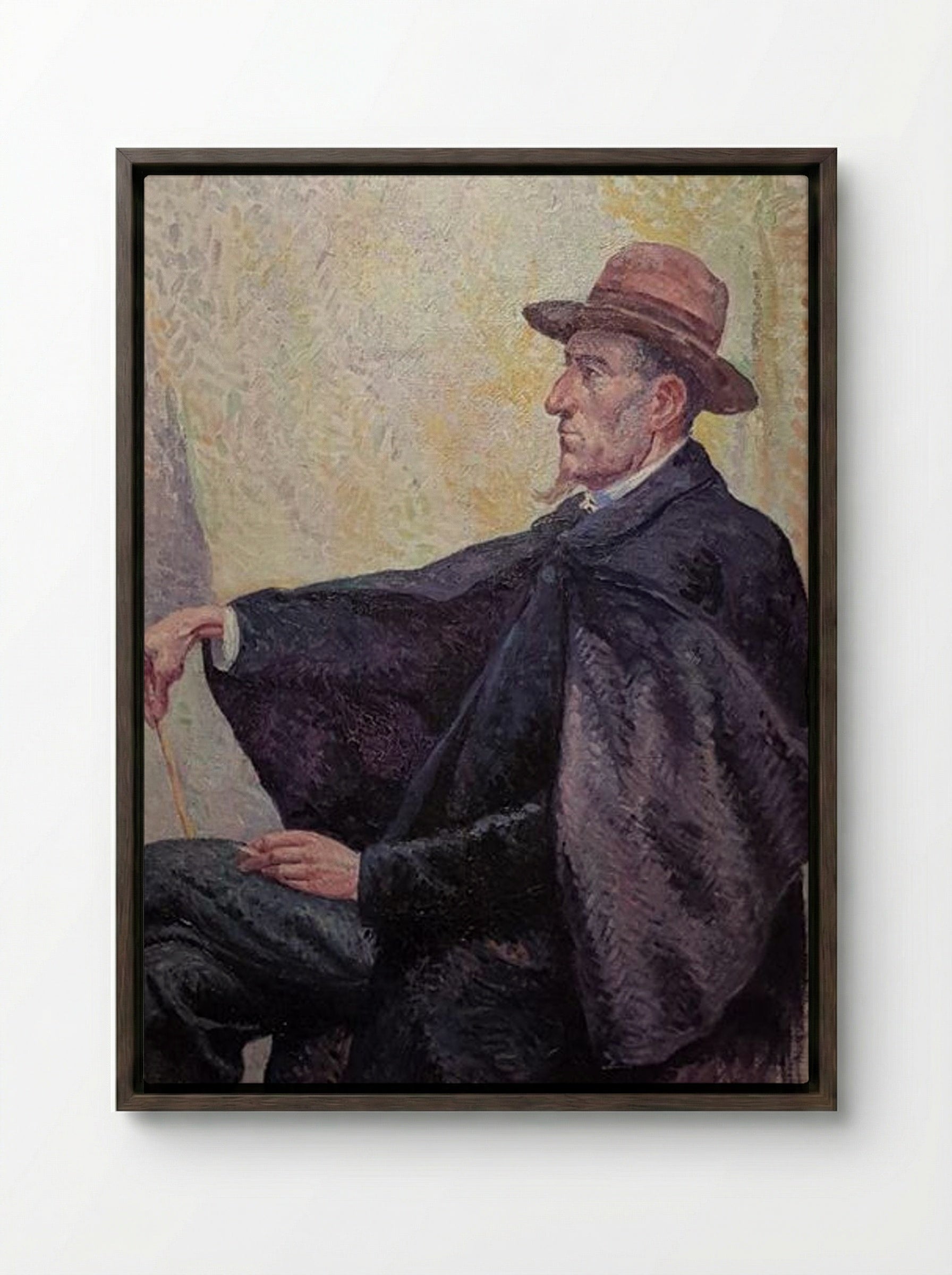 Portrait of Félix Fénéon - Maximilien Luce - Framed Canvas Dark Wood