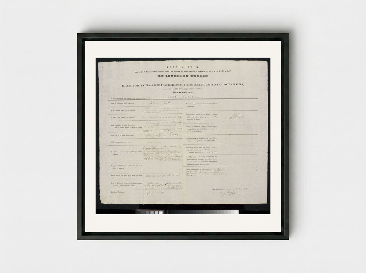 Prof. van der Palm predikend in de Lutherse kerk te 's-Gravenhage voor de koninklijke familie - Johannes Hari (I) - Framed Canvas Black