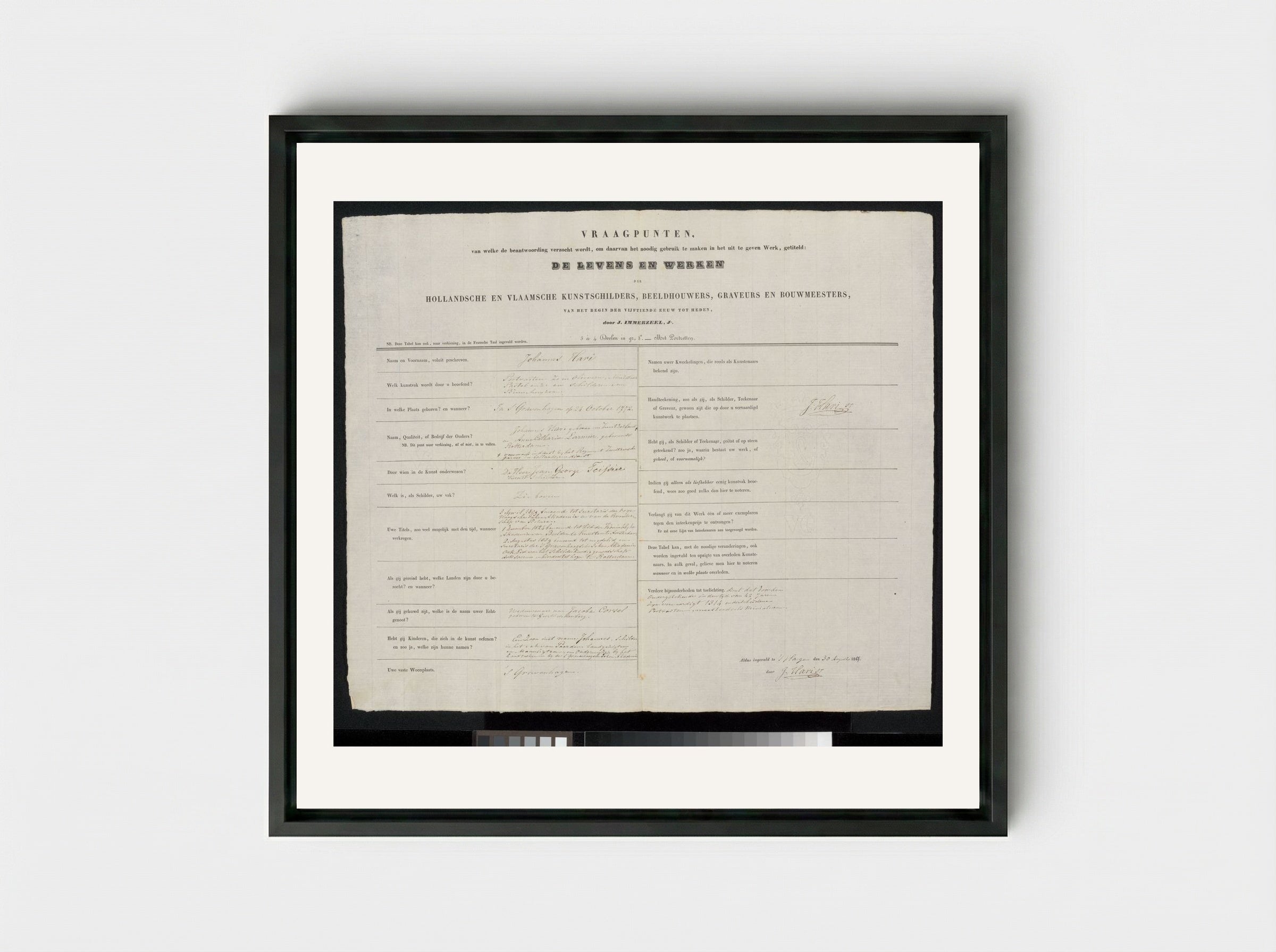 Prof. van der Palm predikend in de Lutherse kerk te 's-Gravenhage voor de koninklijke familie - Johannes Hari (I) - Framed Canvas Black