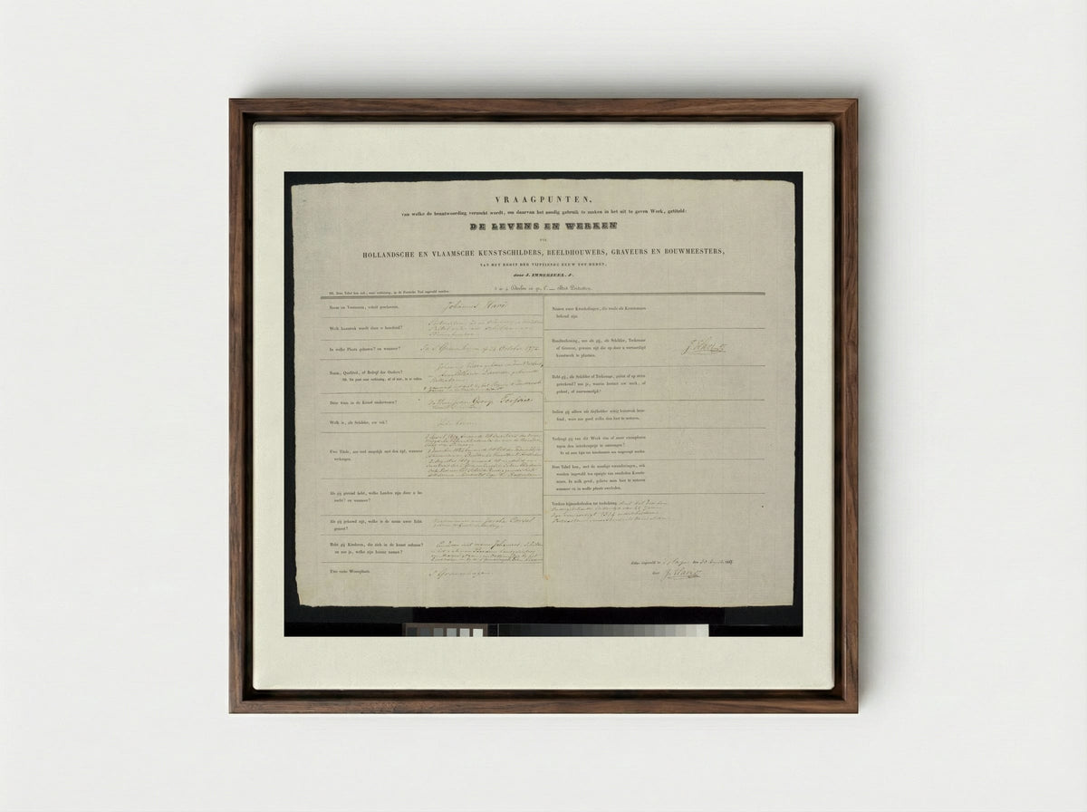 Prof. van der Palm predikend in de Lutherse kerk te 's-Gravenhage voor de koninklijke familie - Johannes Hari (I) - Framed Canvas Dark Wood