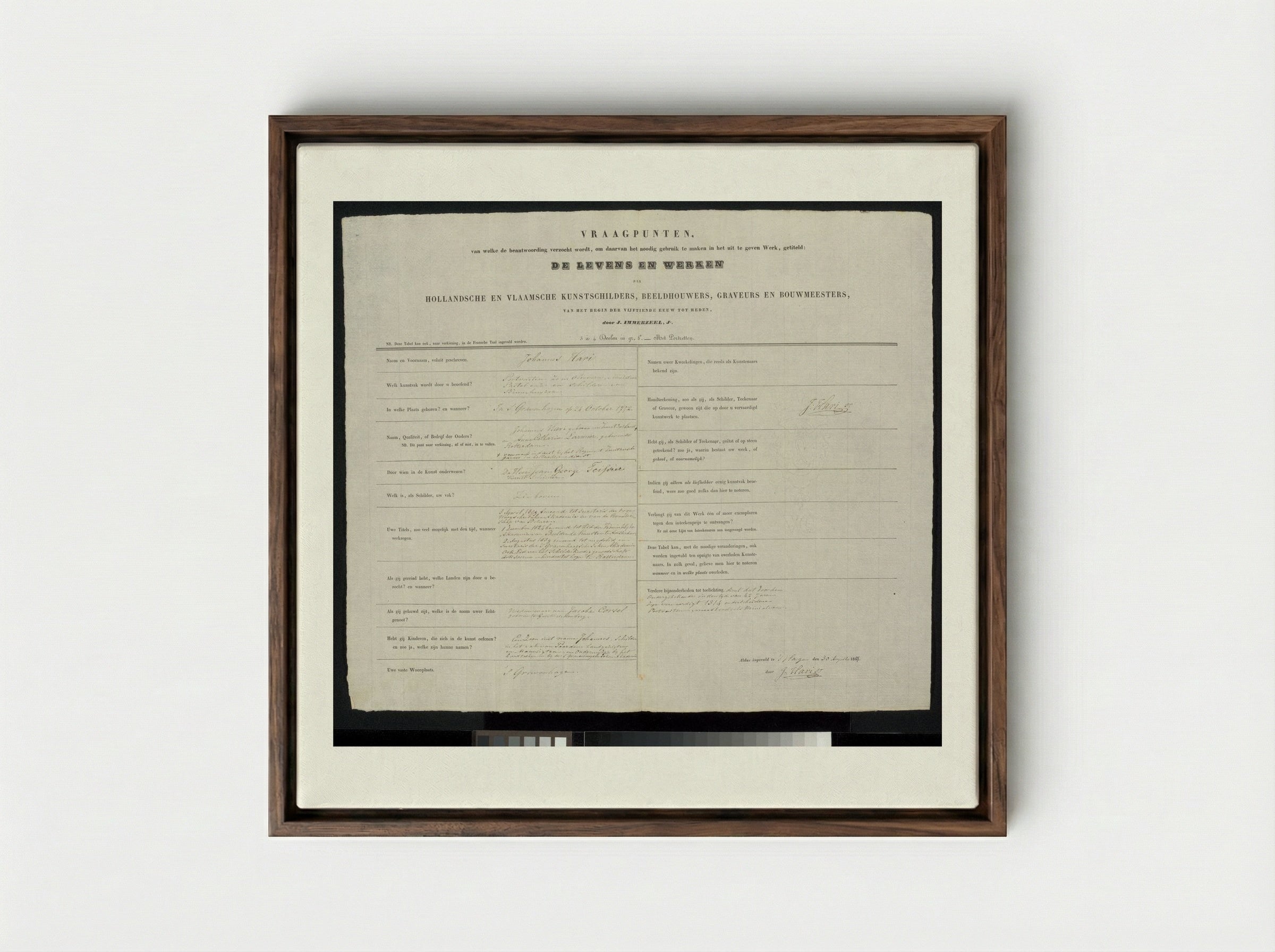 Prof. van der Palm predikend in de Lutherse kerk te 's-Gravenhage voor de koninklijke familie - Johannes Hari (I) - Framed Canvas Dark Wood