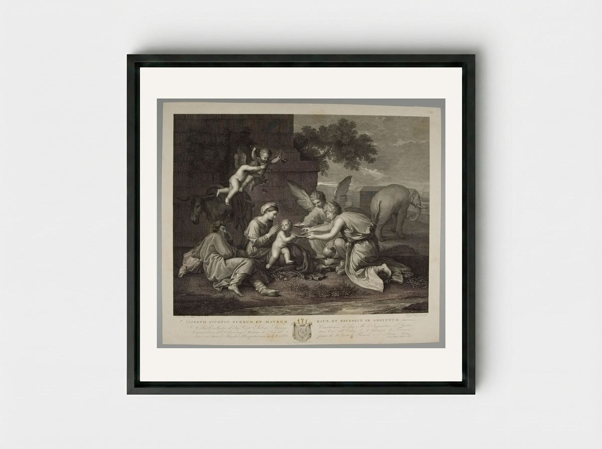 Repose in Egypt - Antonio Perfetti - Framed Canvas Black