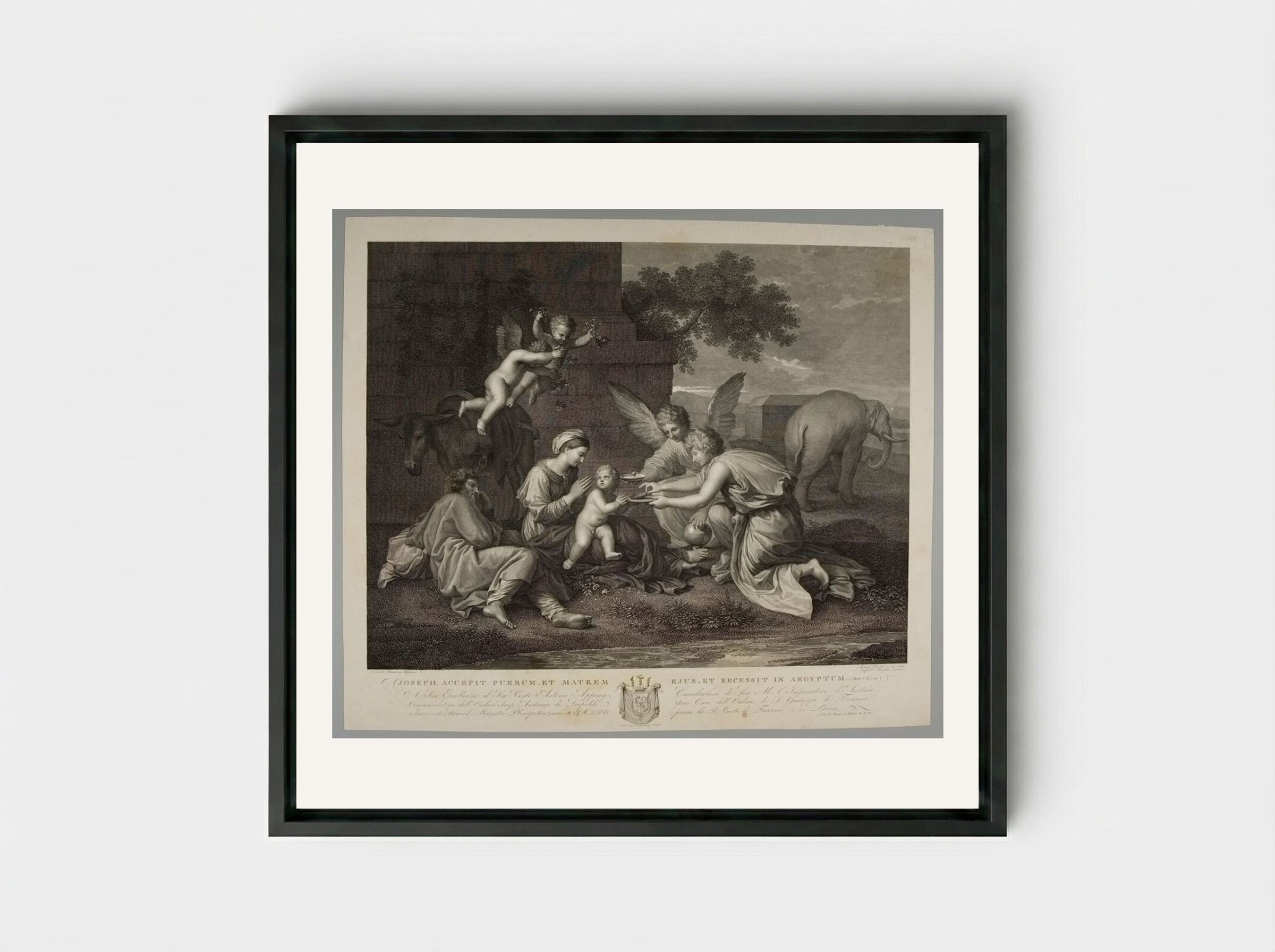 Repose in Egypt - Antonio Perfetti - Framed Canvas Black