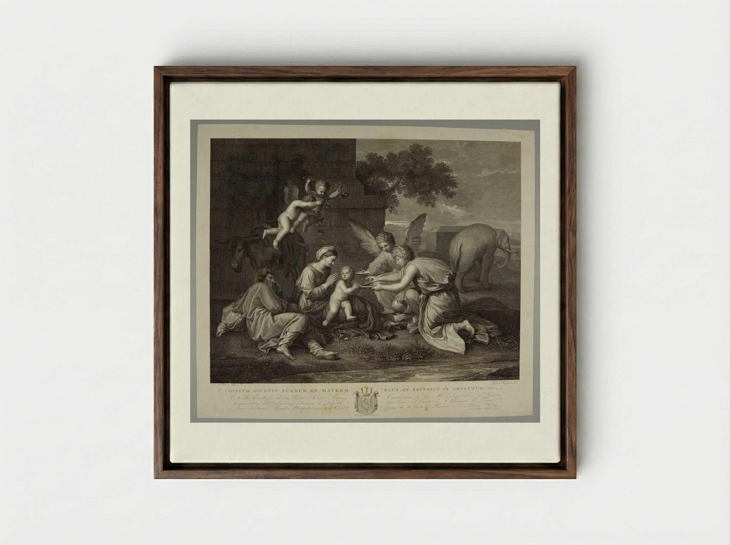 Repose in Egypt - Antonio Perfetti - Framed Canvas Dark Wood