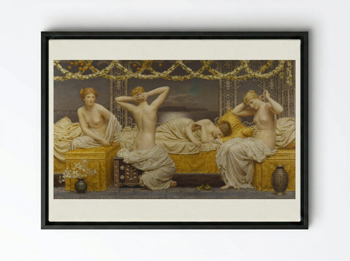 A Summer Night - Albert Joseph Moore - Framed Canvas Black
