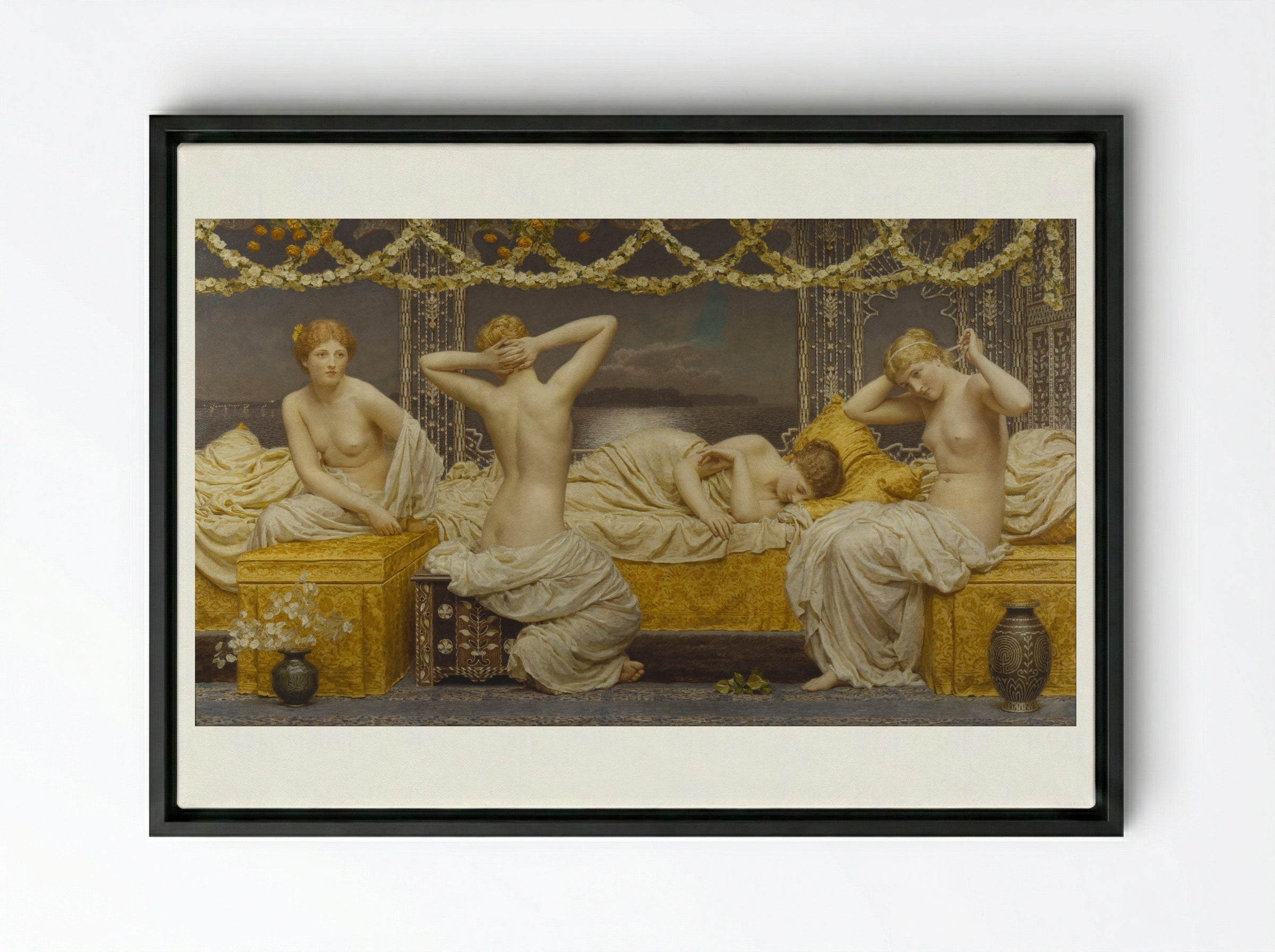 A Summer Night - Albert Joseph Moore - Framed Canvas Black