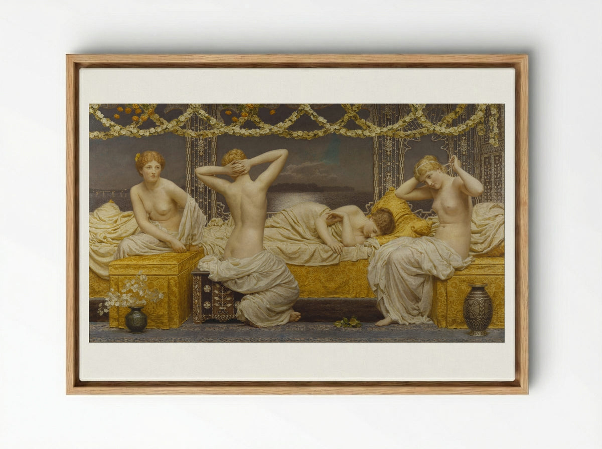 A Summer Night - Albert Joseph Moore - Framed Canvas Wood