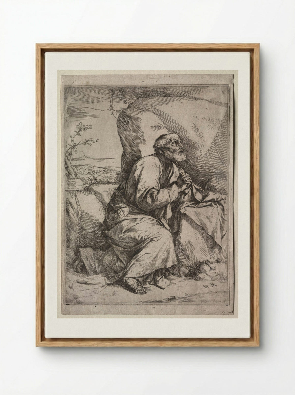 The Penitent St. Peter - Jusepe de Ribera - Framed Canvas Wood