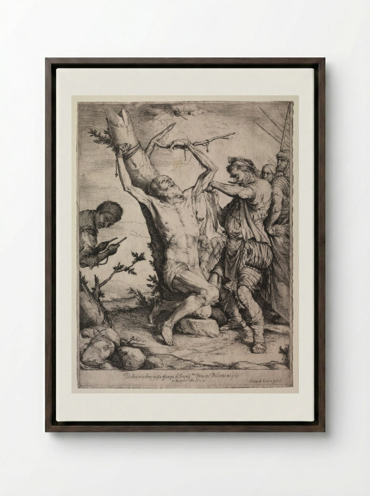 The Martyrdom of St. Bartholomew - Jusepe de Ribera - Framed Canvas Dark Wood