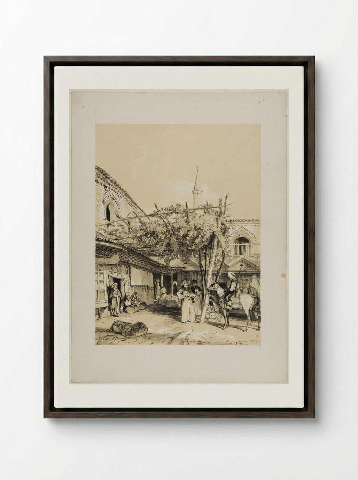 Silk Khan, Brusa - John Frederick Lewis - Framed Canvas Dark Wood