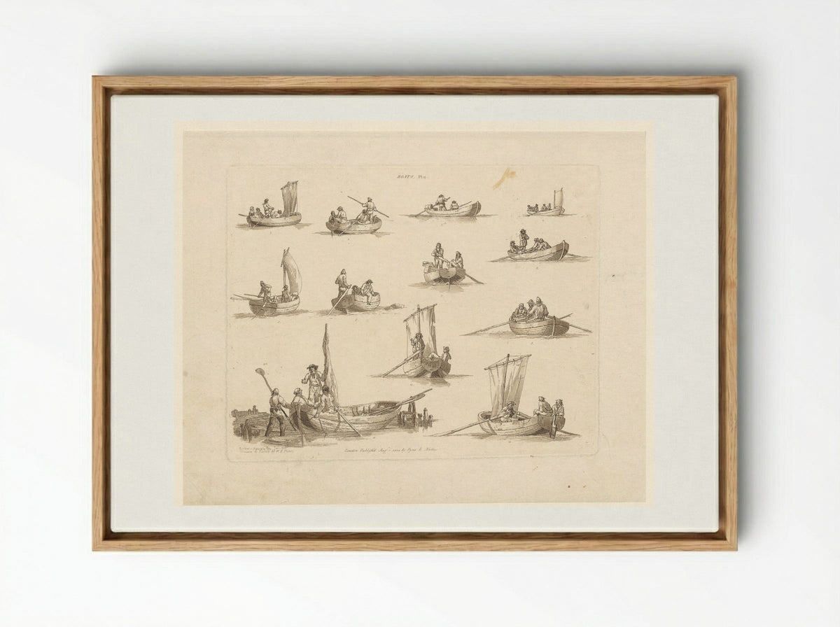 Boats, Plate 4 - John Hill - Framed Canvas Wood