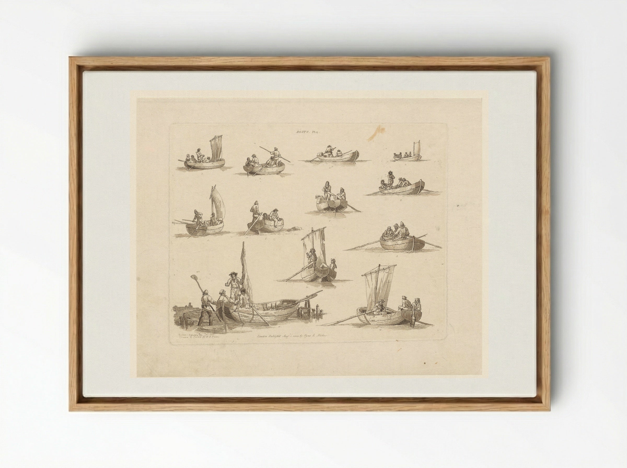 Boats, Plate 4 - John Hill - Framed Canvas Wood