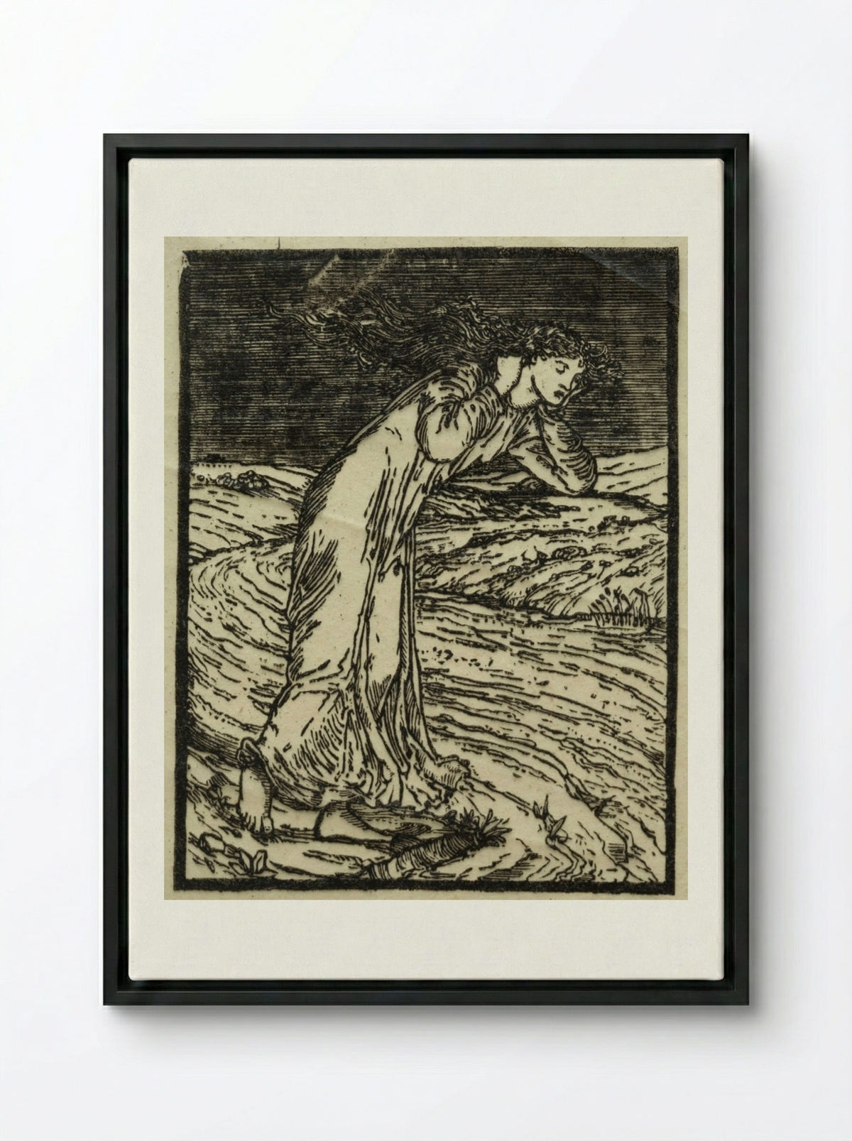 Psyche Throwing Herself into the River - William Morris - Framed Canvas Black