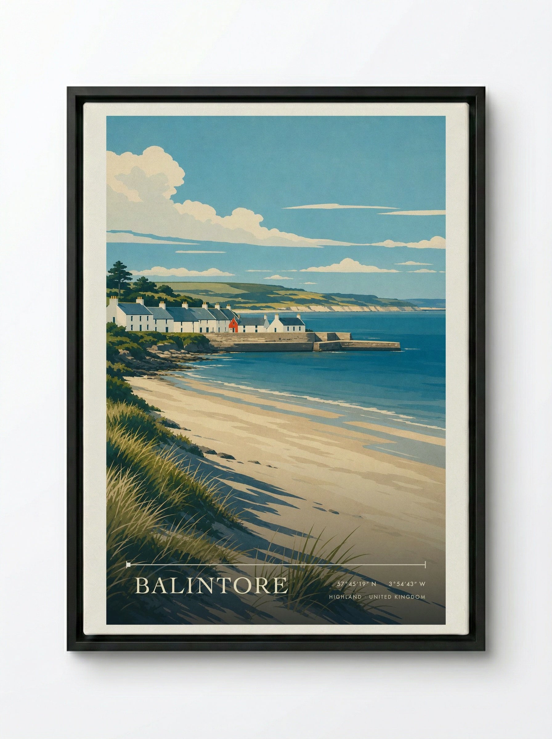 Balintore Highland United Kingdom Travel Poster - Framed Canvas Black