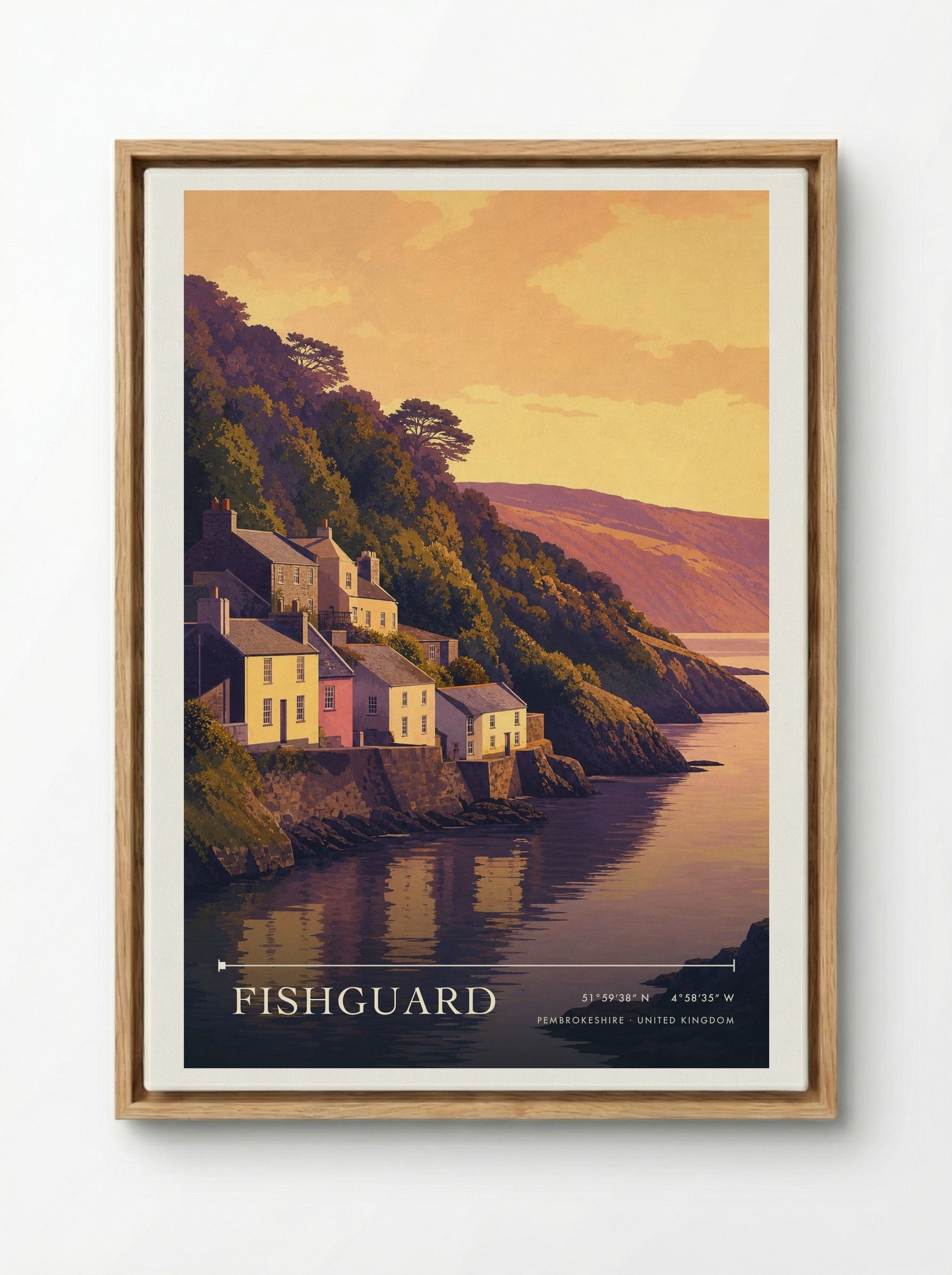 Fishguard Pembrokeshire United Kingdom Travel Poster - Framed Canvas Wood