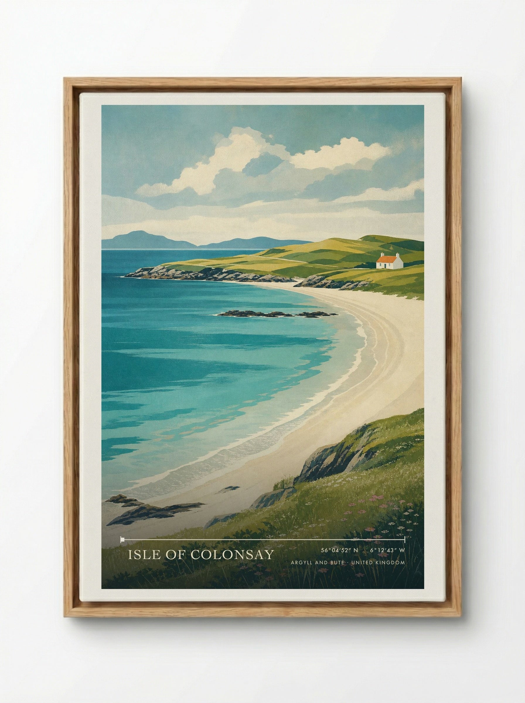 Isle of Colonsay Argyll and Bute United Kingdom Travel Poster - Framed Canvas Wood