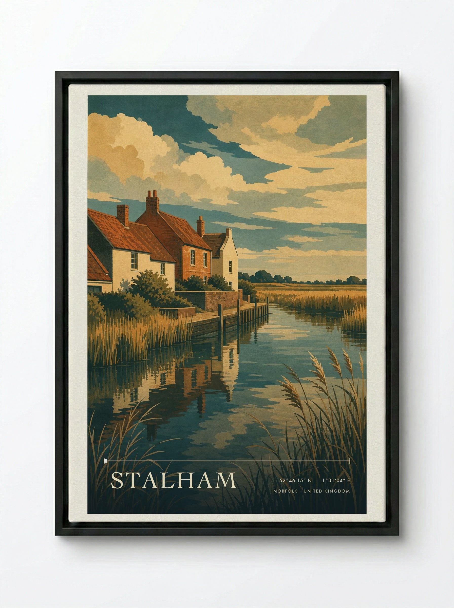 Stalham Norfolk United Kingdom Travel Poster - Framed Canvas Black