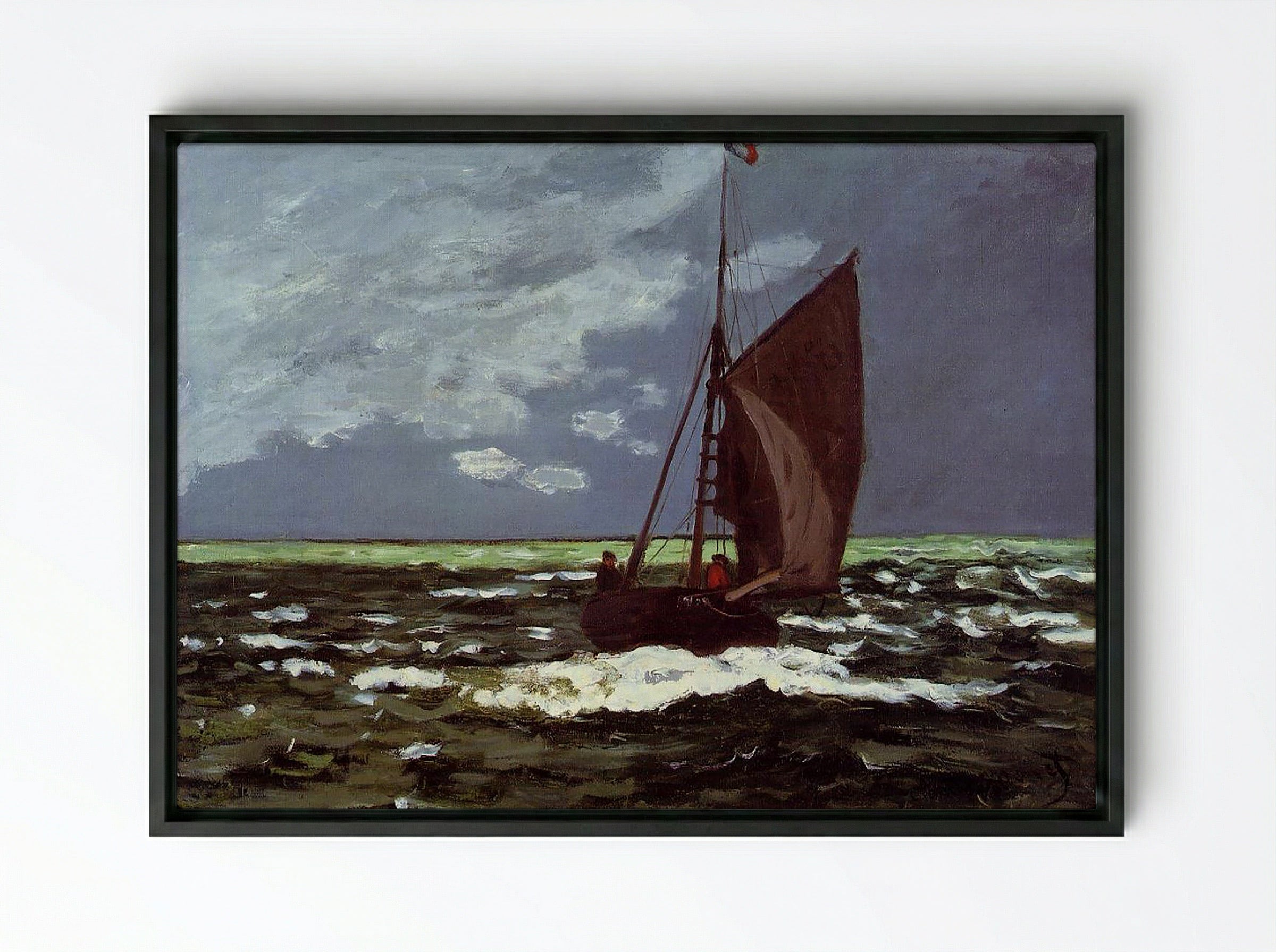 Stormy Seascape - Eugène Boudin - Framed Canvas Black