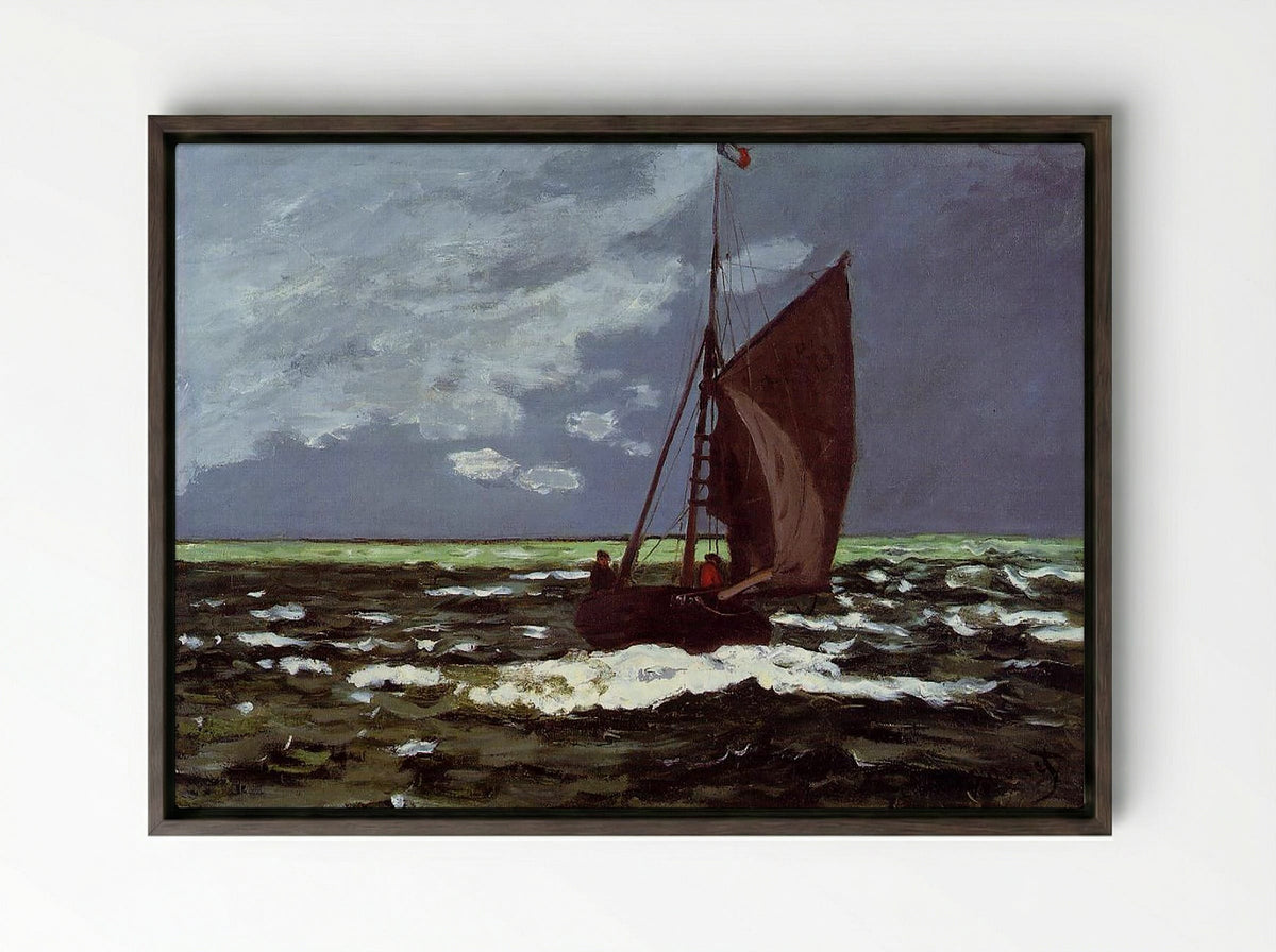 Stormy Seascape - Eugène Boudin - Framed Canvas Dark Wood