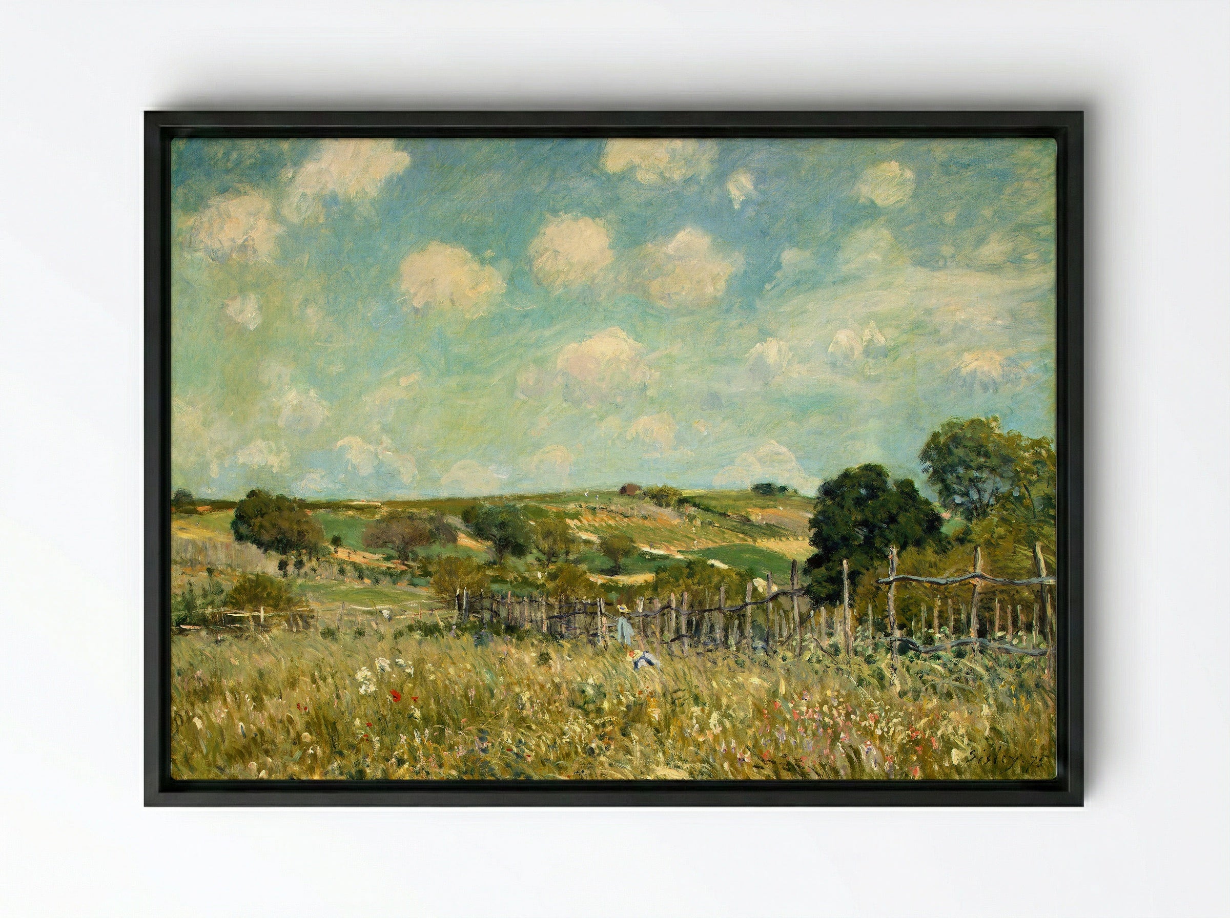 Meadow with Fence - Armand Guillaumin - Framed Canvas Black