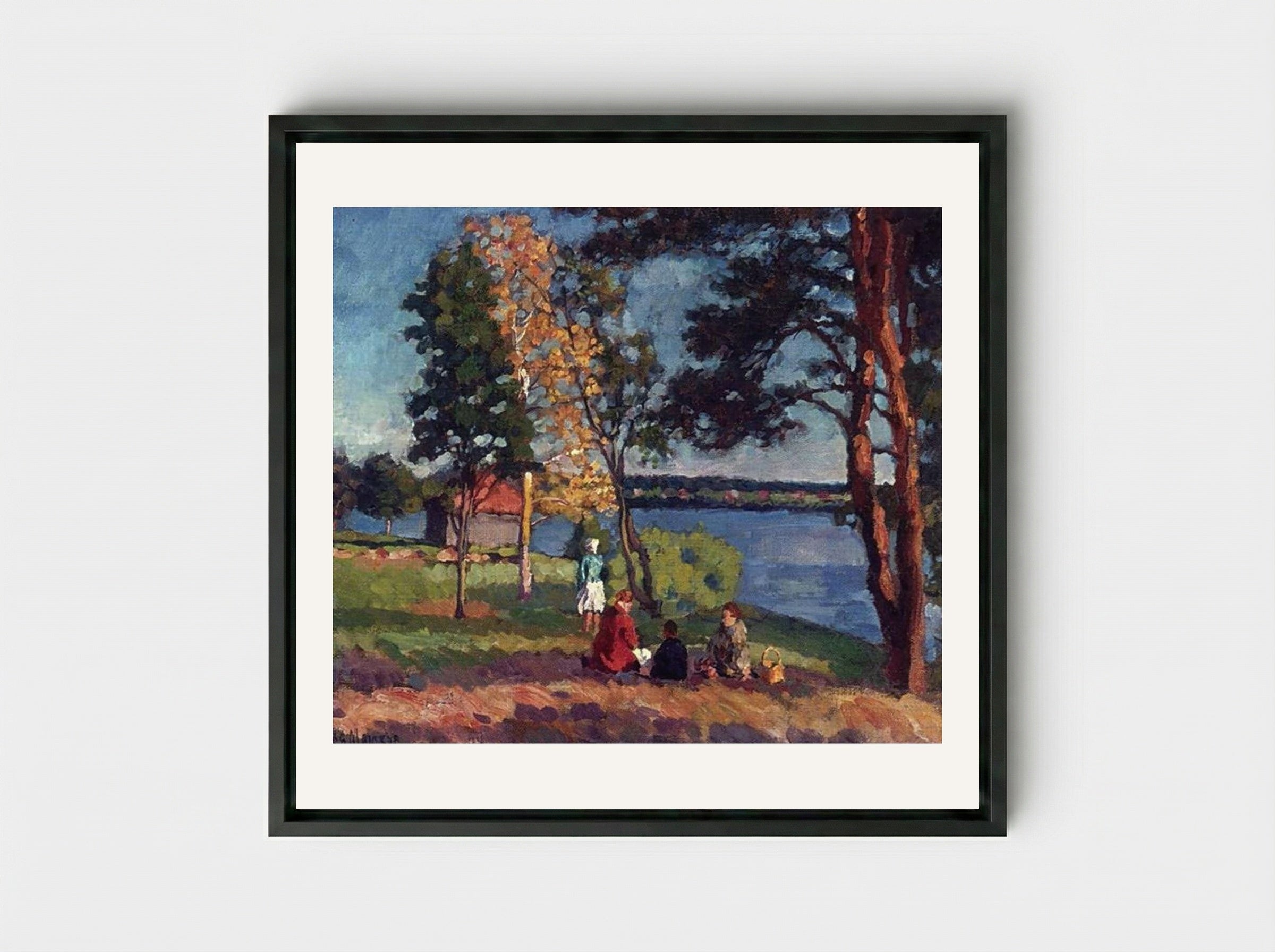 Bank of the Neva. Evening - Ilya Mashkov - Framed Canvas Black