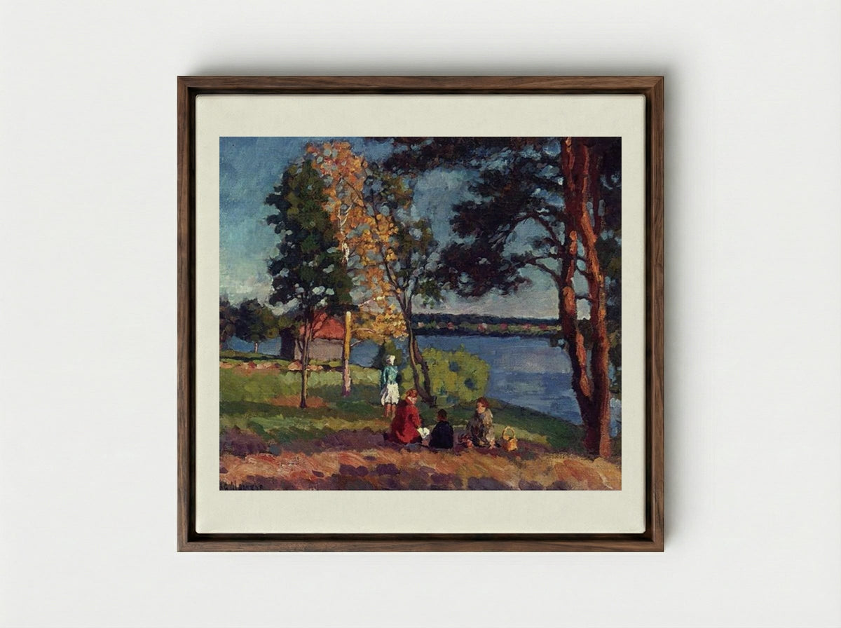 Bank of the Neva. Evening - Ilya Mashkov - Framed Canvas Dark Wood