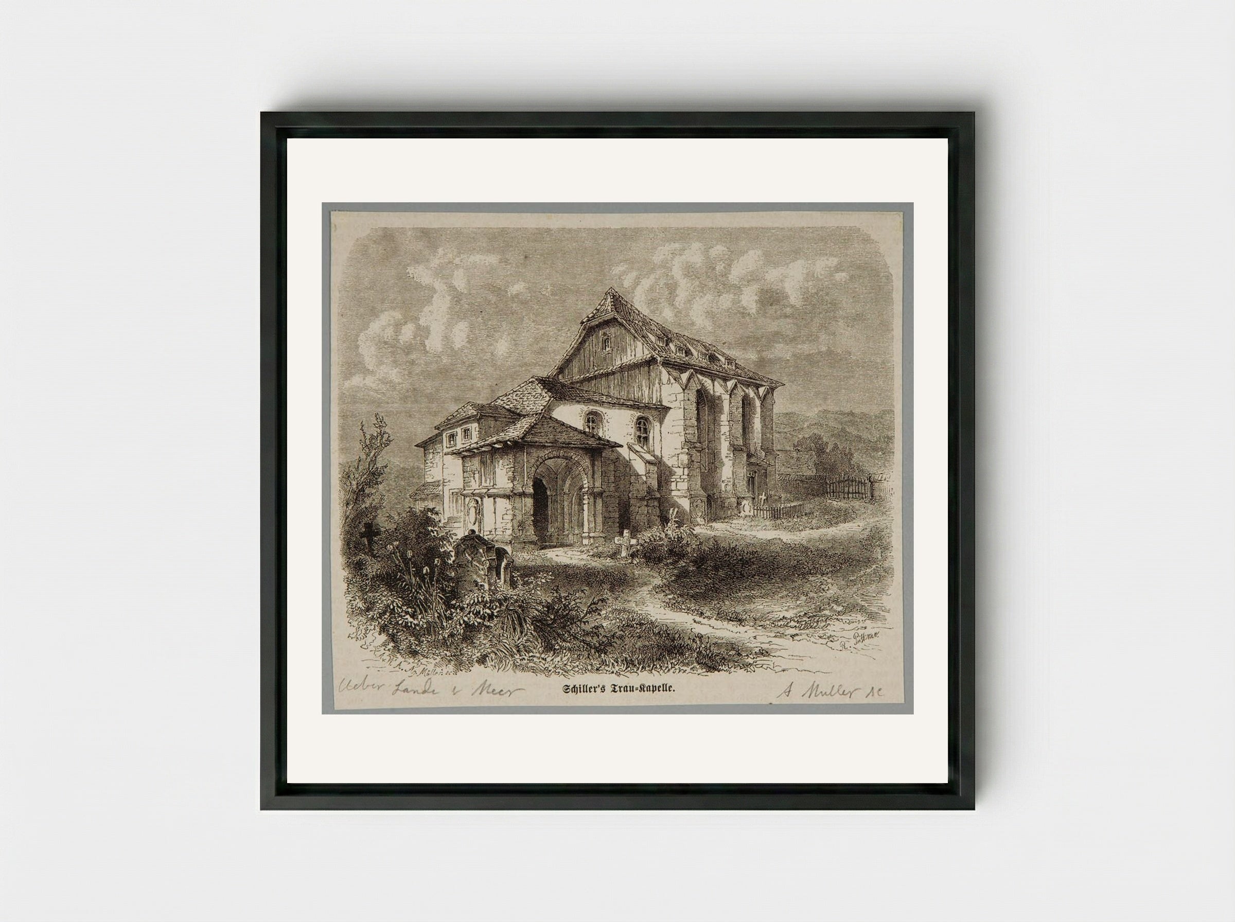Schiller's Trau-Kapelle - A. Müller - Framed Canvas Black