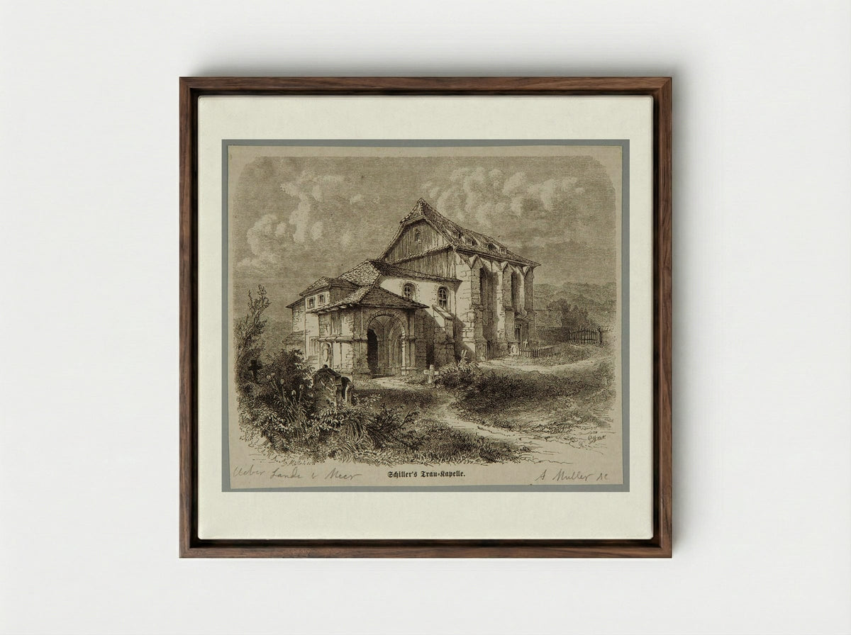 Schiller's Trau-Kapelle - A. Müller - Framed Canvas Dark Wood