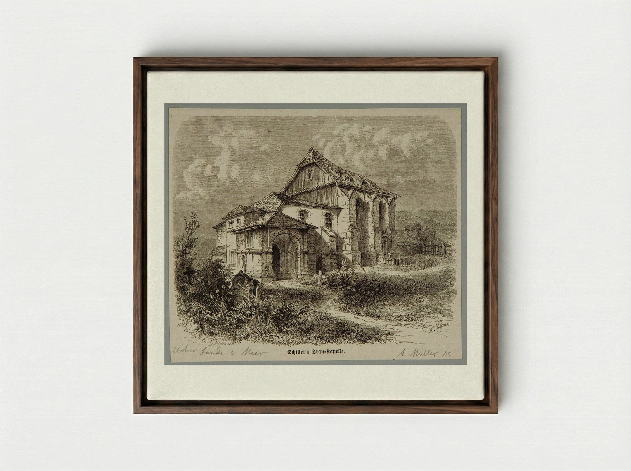 Schiller's Trau-Kapelle - A. Müller - Framed Canvas Dark Wood