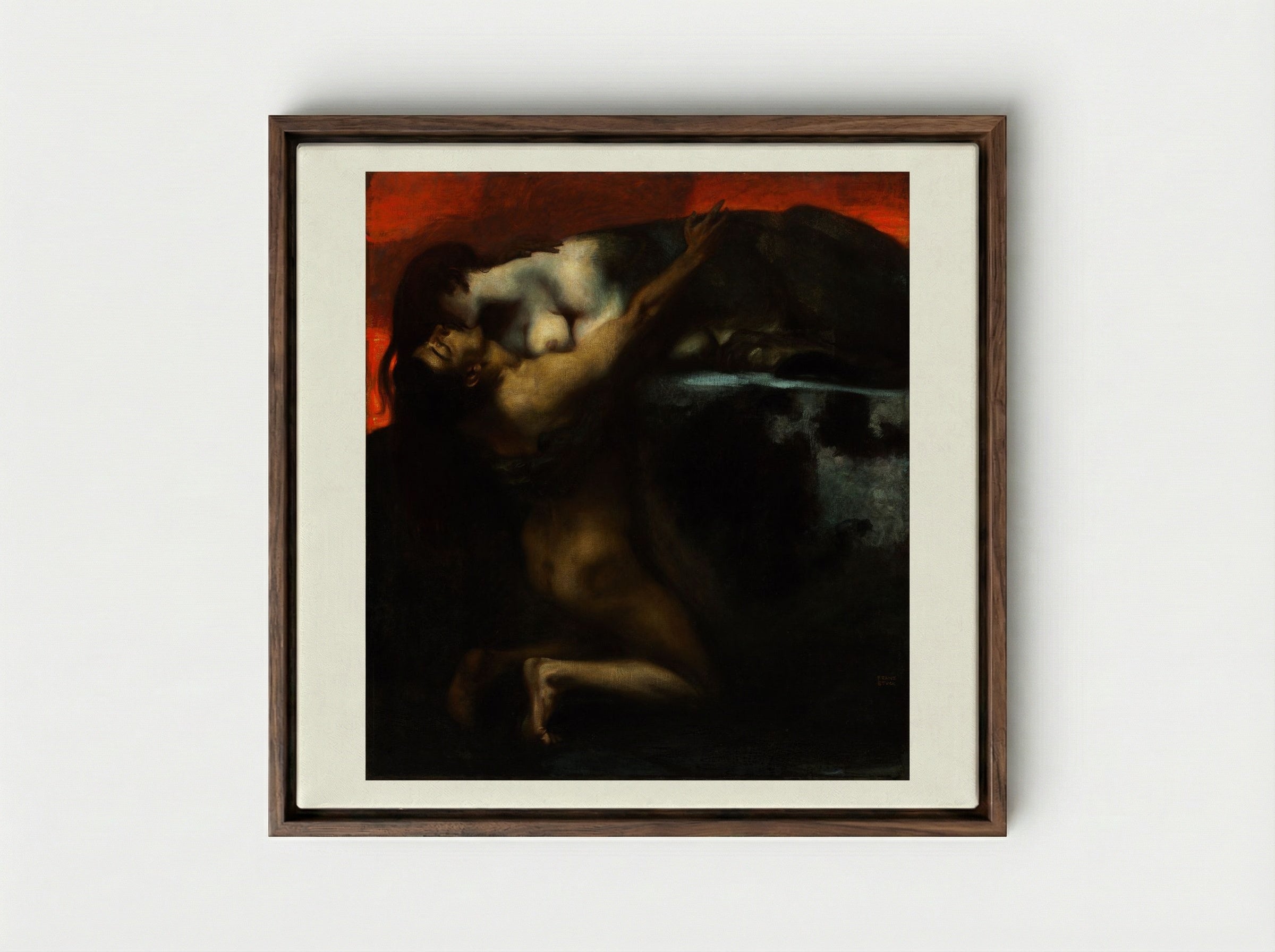 Sphinx - Franz von Stuck - Framed Canvas Dark Wood
