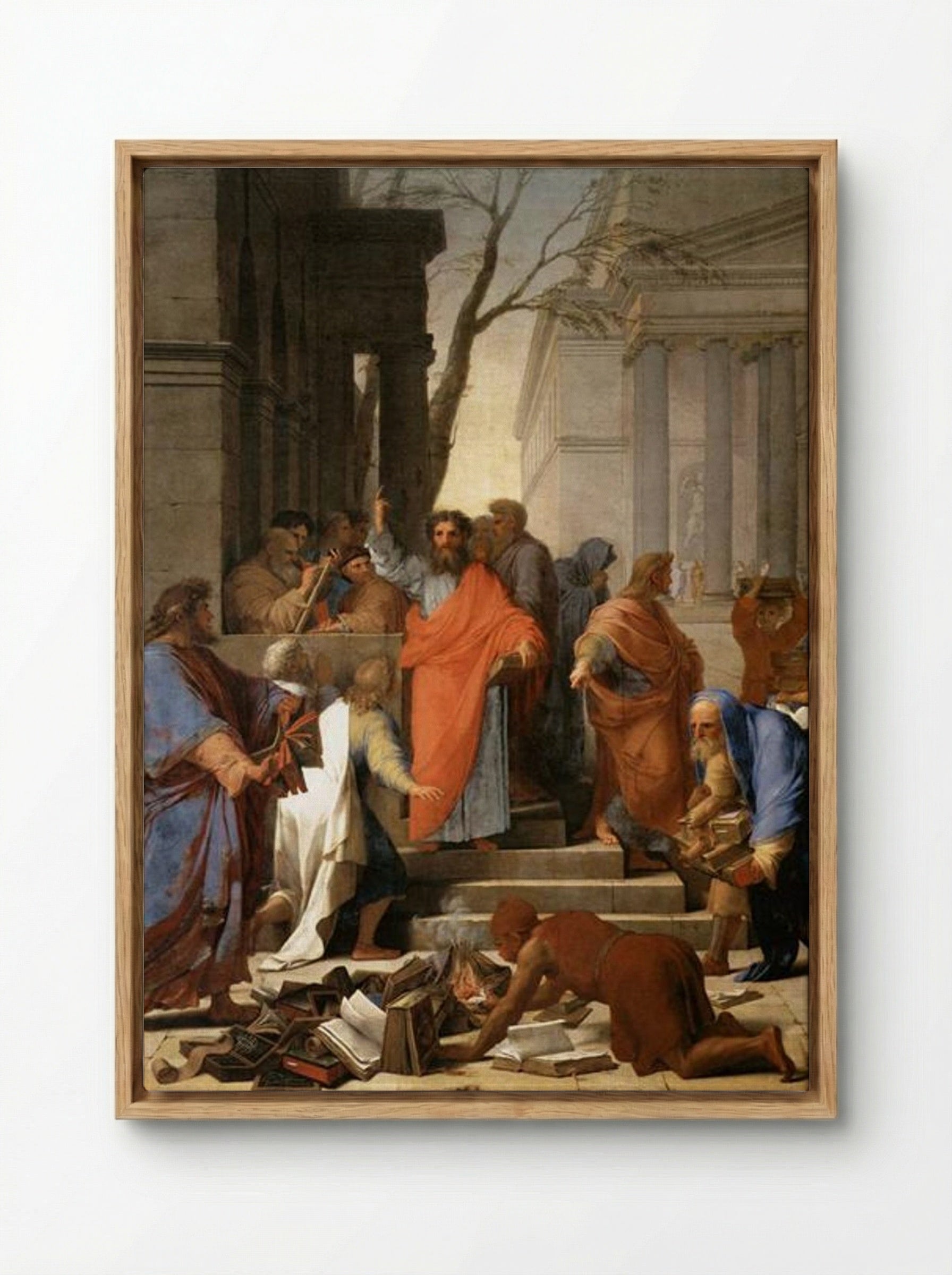 The Preaching of St. Paul at Ephesus - Eustache Le Sueur - Framed Canvas Wood