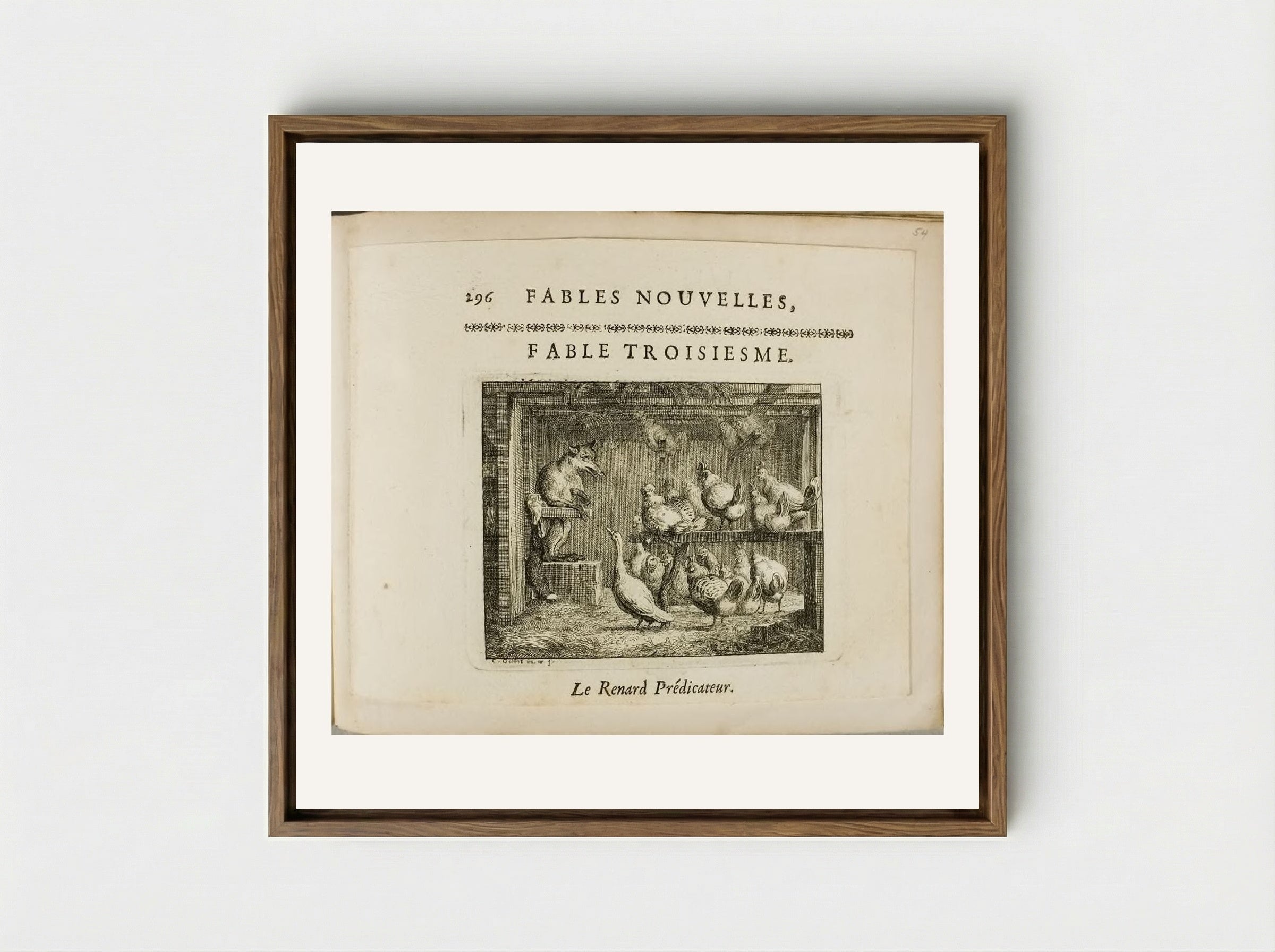 The Preacher Fox - Claude Gillot - Framed Canvas Wood