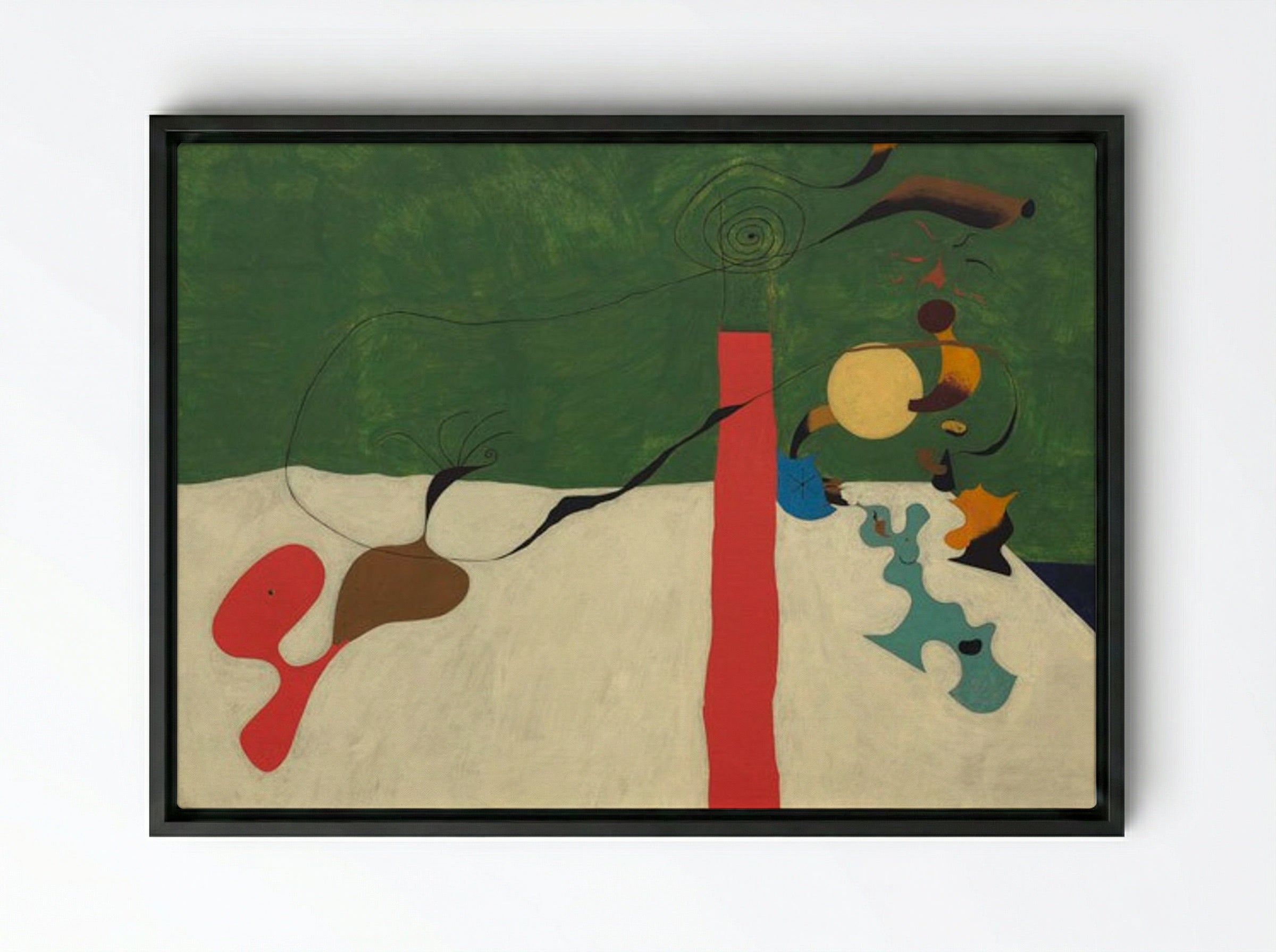 Still Life with Lamp - Joan Miró - Framed Canvas Black