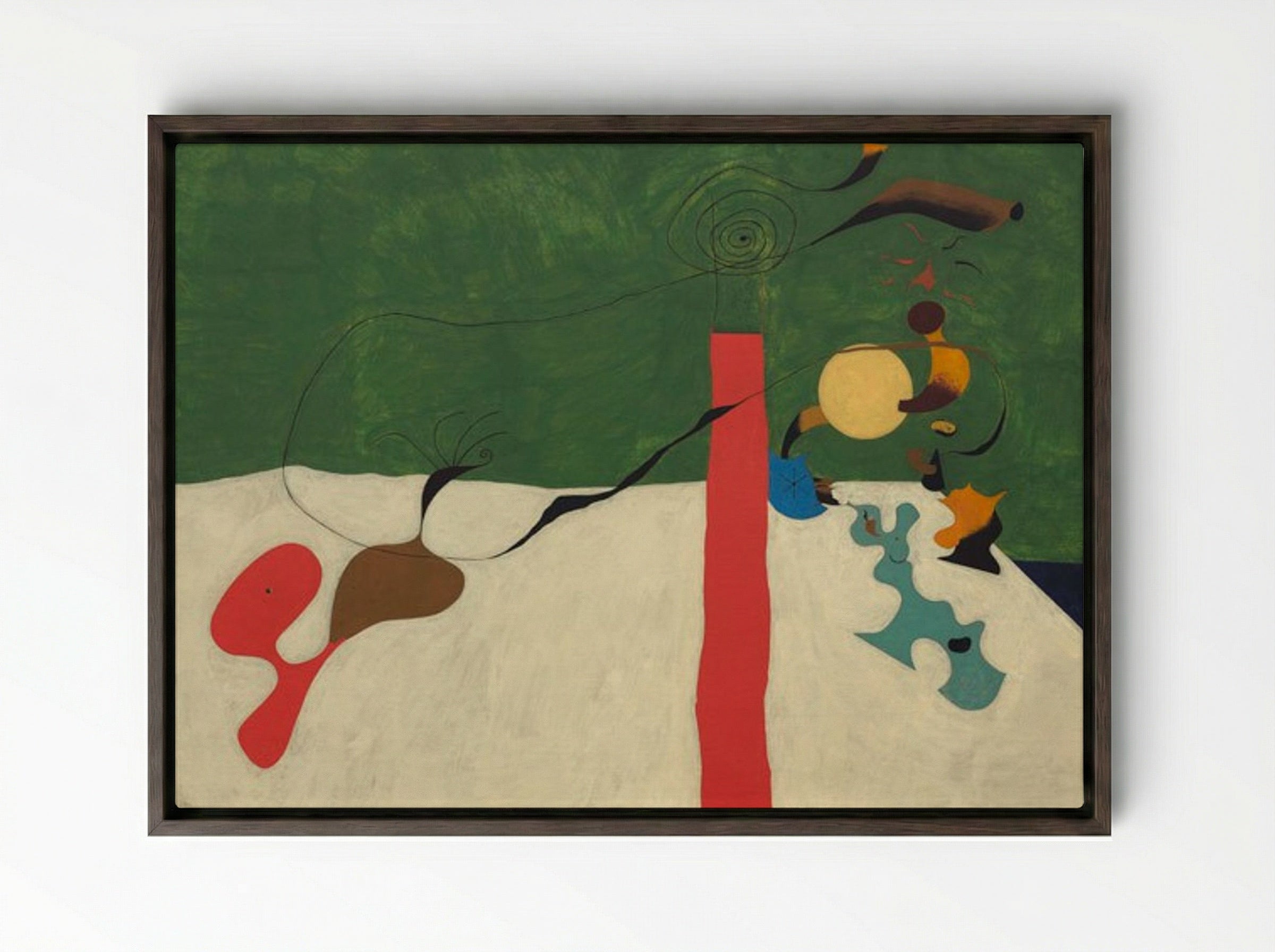 Still Life with Lamp - Joan Miró - Framed Canvas Dark Wood
