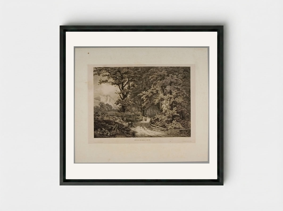 Motiv aus der Ramsau in Bayern - Karl Borromäus Post - Framed Canvas Black
