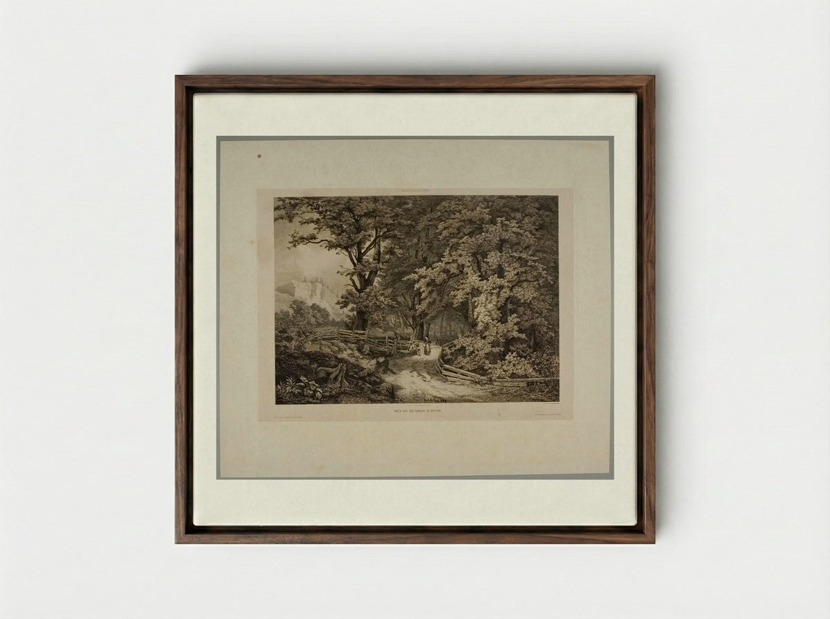 Motiv aus der Ramsau in Bayern - Karl Borromäus Post - Framed Canvas Dark Wood