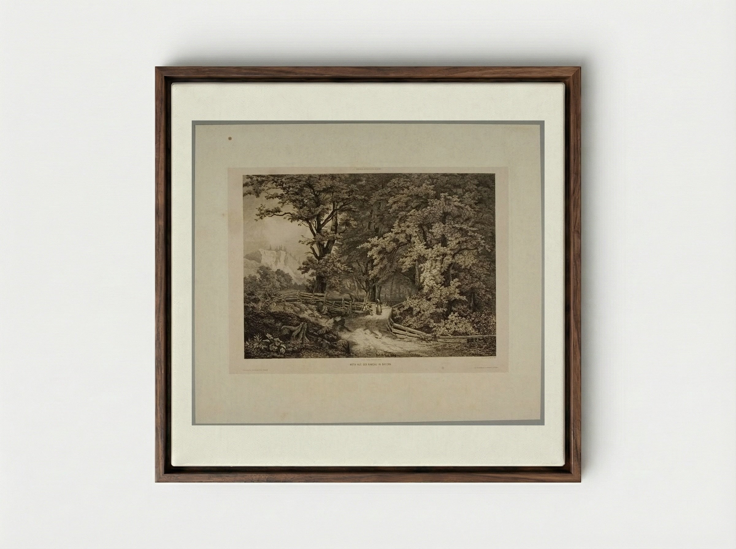 Motiv aus der Ramsau in Bayern - Karl Borromäus Post - Framed Canvas Dark Wood