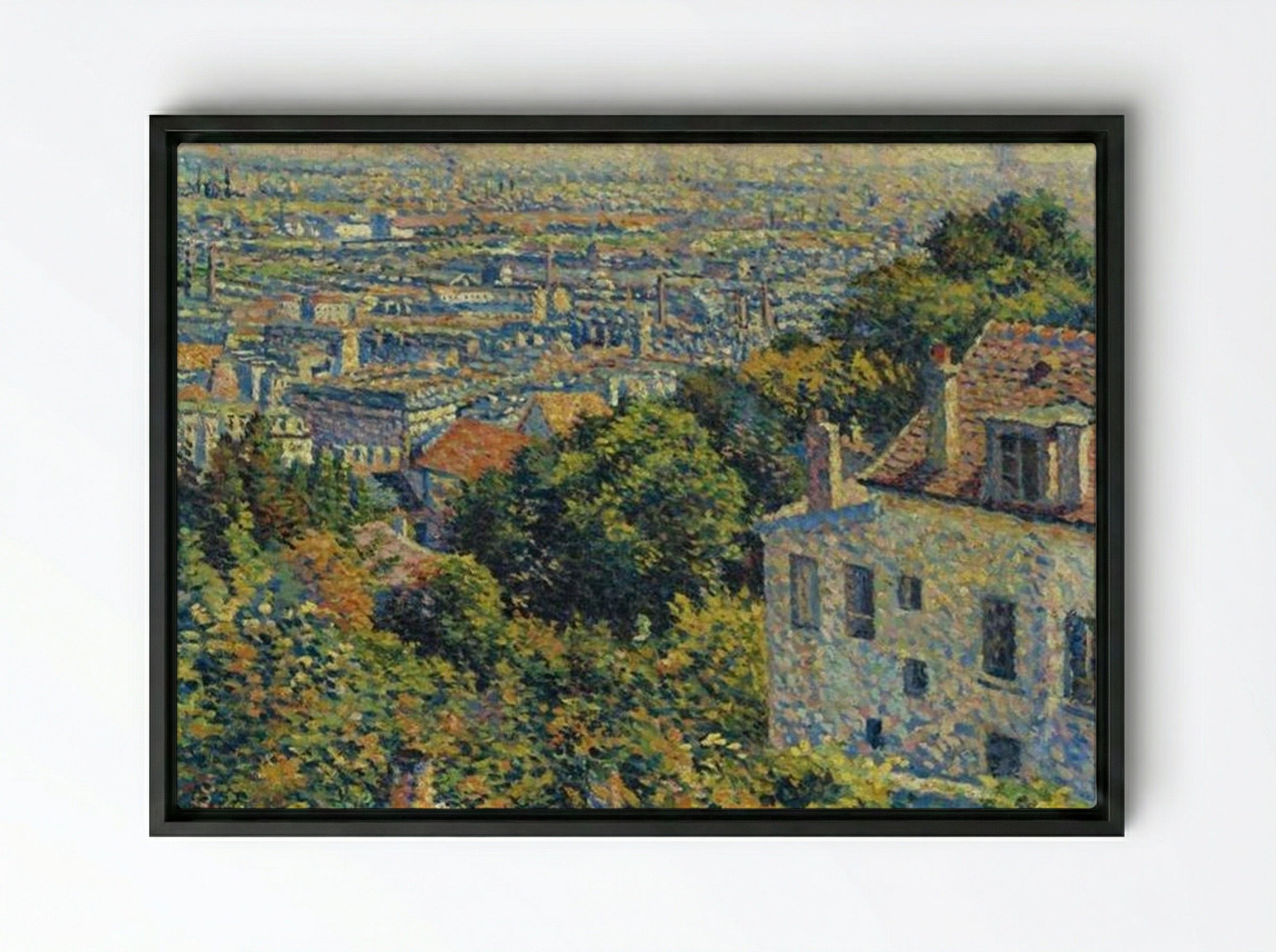 Montmartre, de la rue Cortot, vue vers Saint-Denis - Maximilien Luce - Framed Canvas Black
