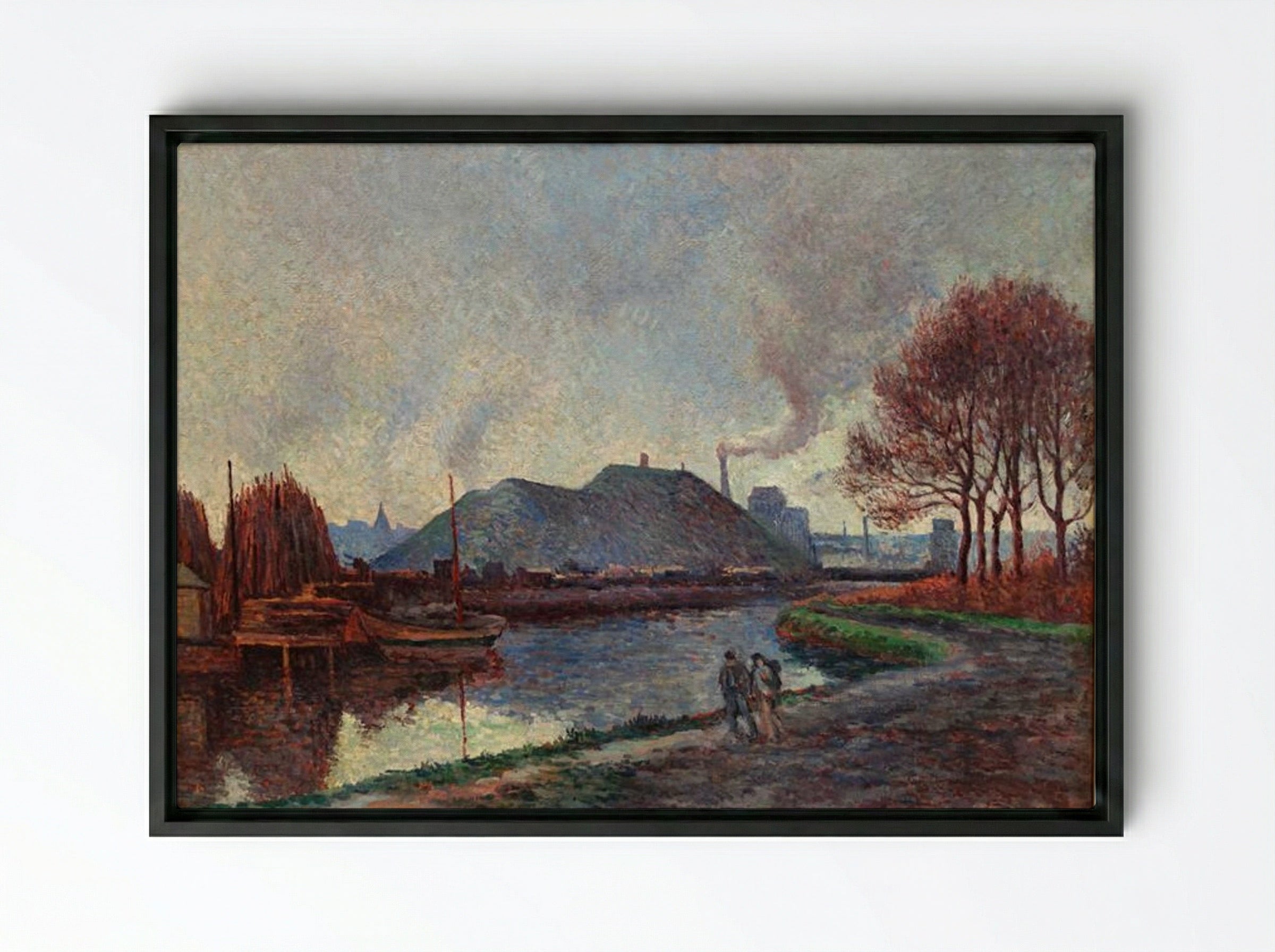 The River Sambre at Charleroi - Maximilien Luce - Framed Canvas Black