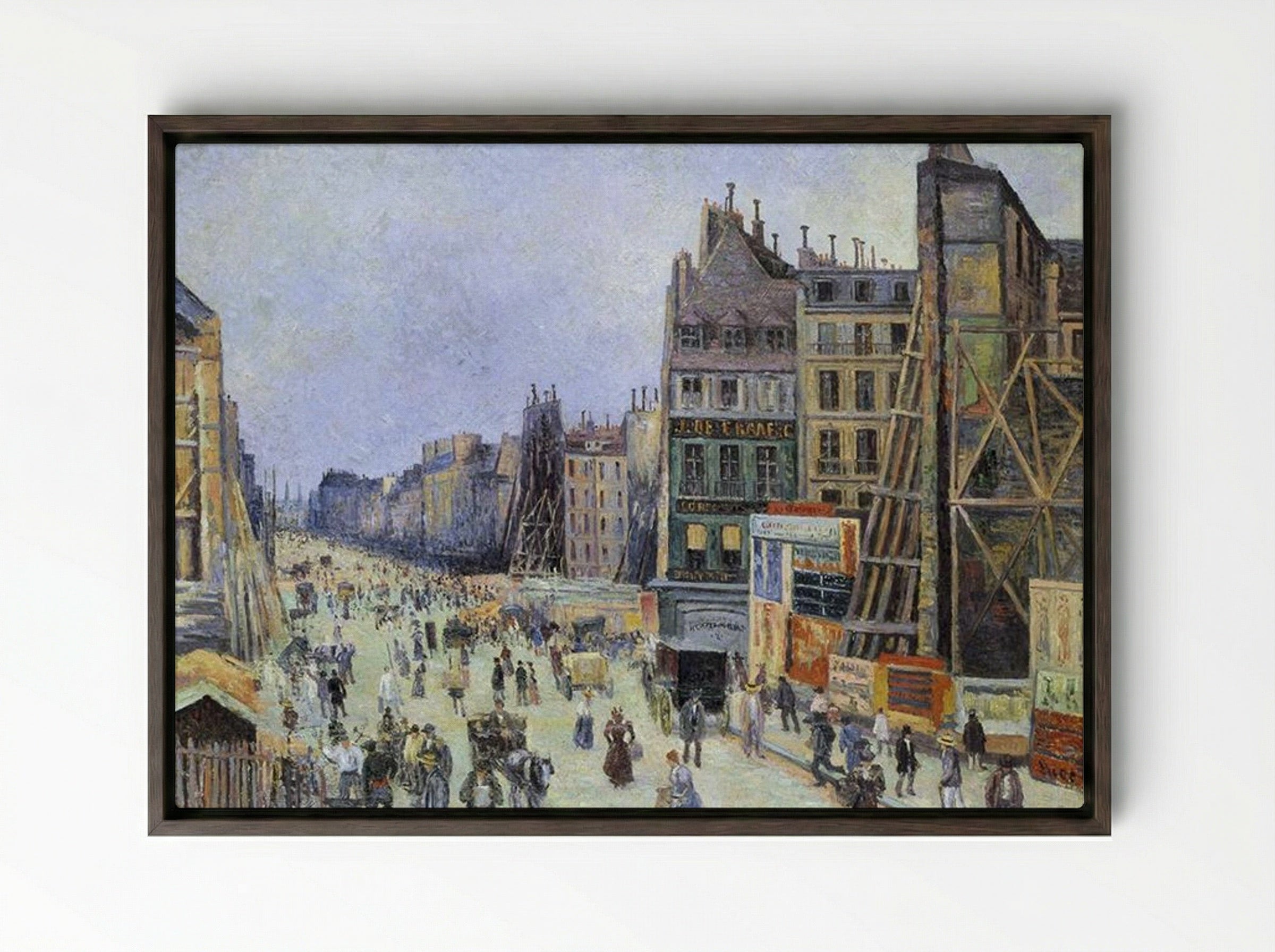 The Opening of Rue Réaumur - Maximilien Luce - Framed Canvas Dark Wood