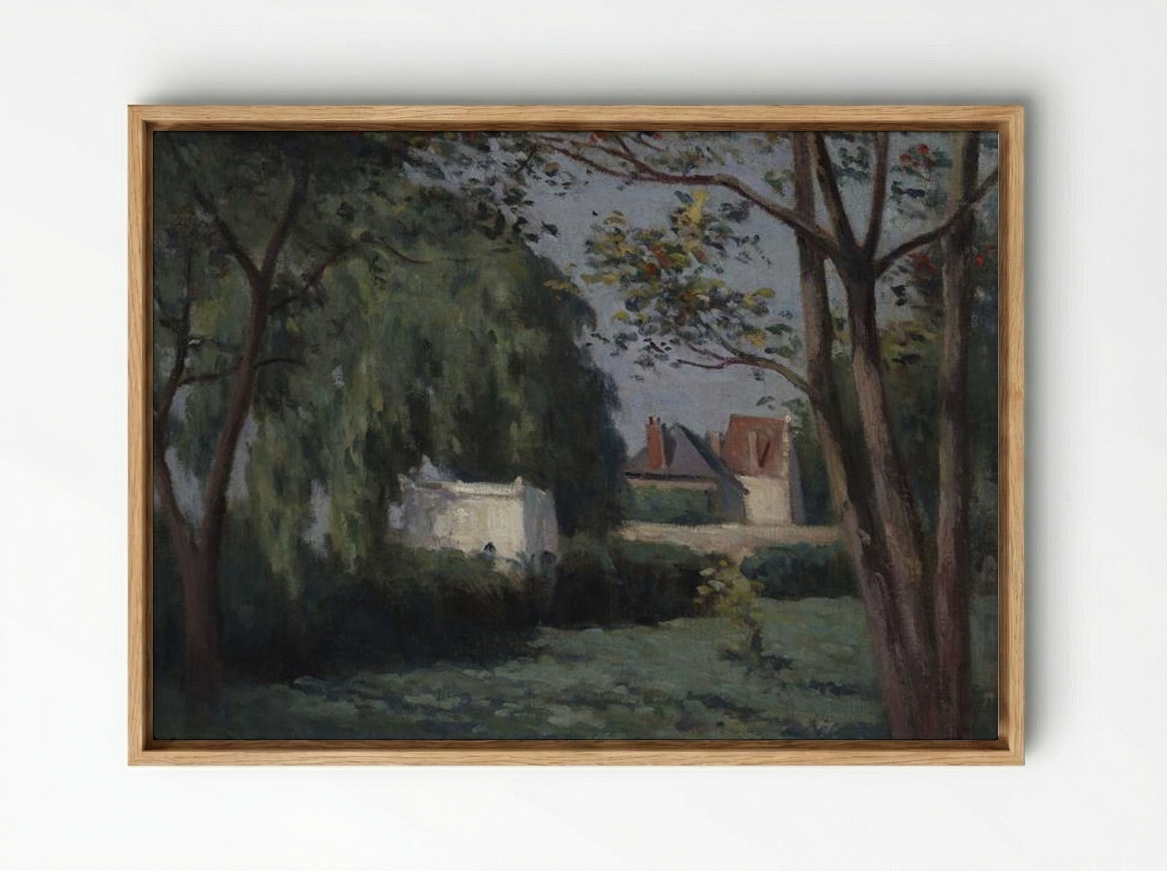 Country Scene with Three Houses and Trees - Maximilien Luce - Framed Canvas Wood