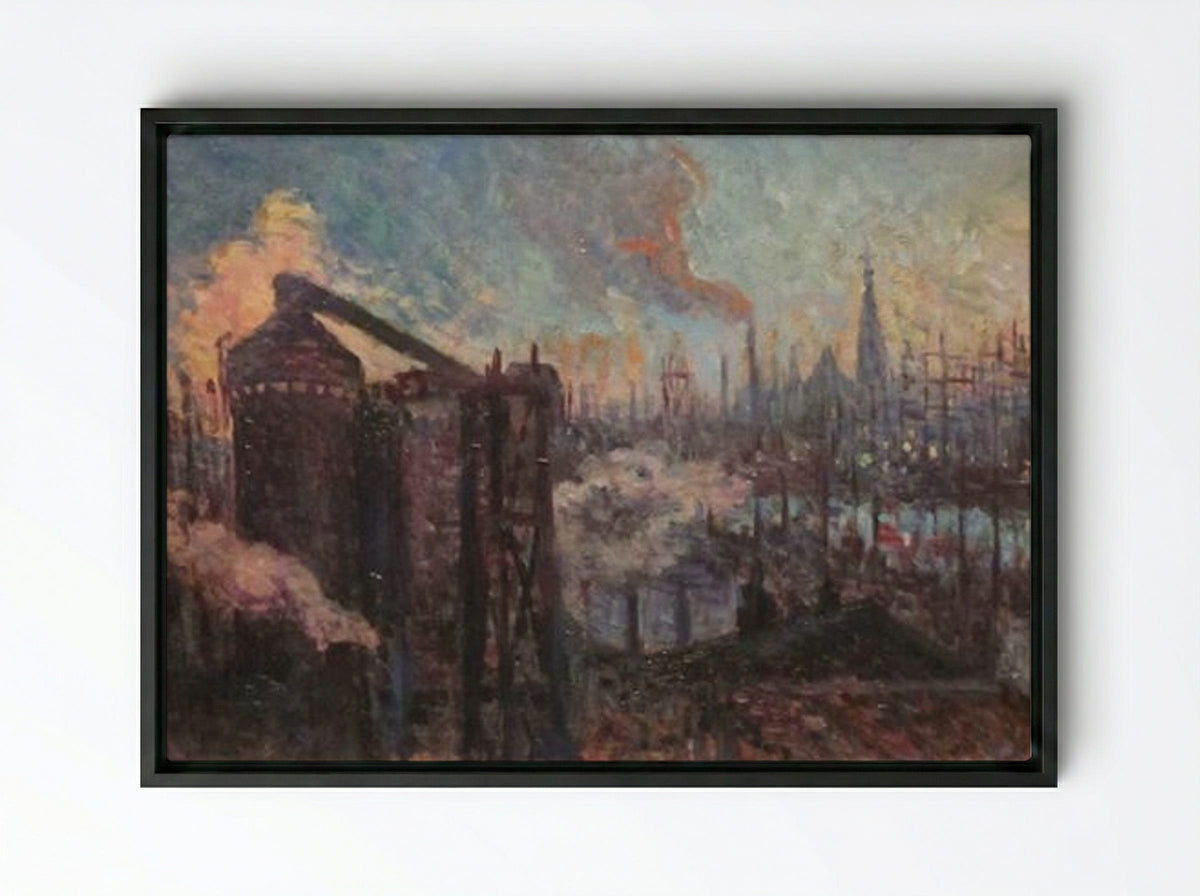 Large Industrial City - Maximilien Luce - Framed Canvas Black