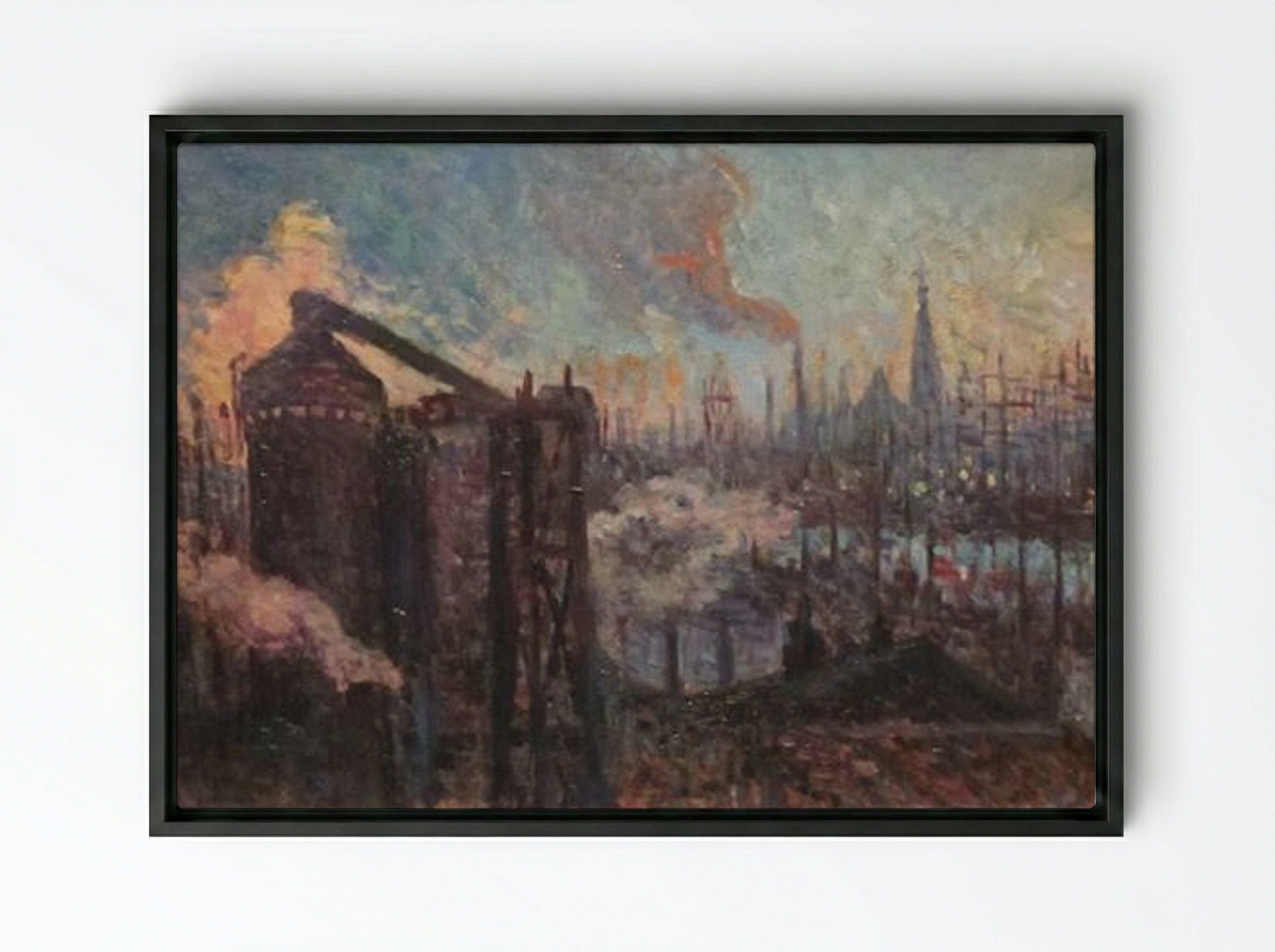 Large Industrial City - Maximilien Luce - Framed Canvas Black
