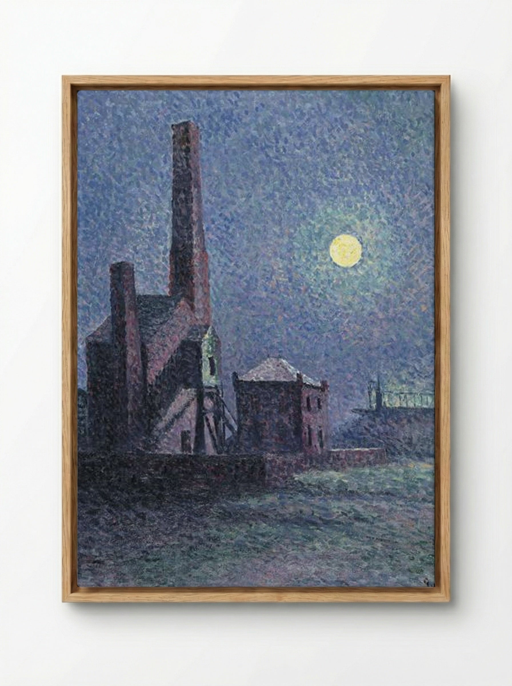 Factory in the Moonlight - Maximilien Luce - Framed Canvas Wood