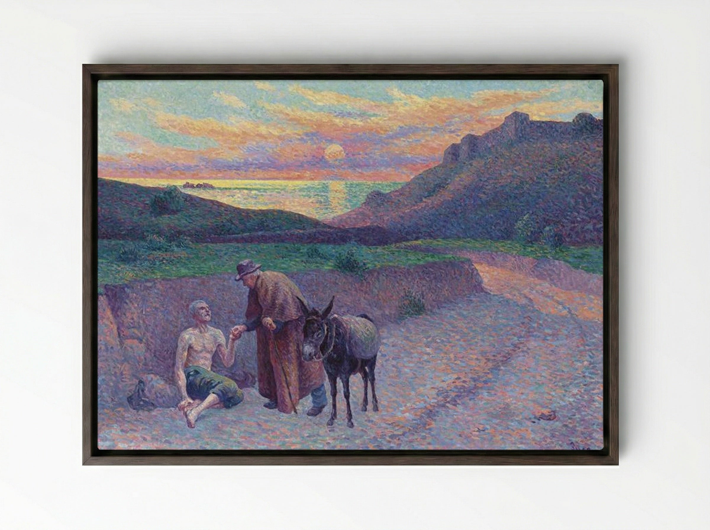 Le Bon Samaritain - Maximilien Luce - Framed Canvas Dark Wood