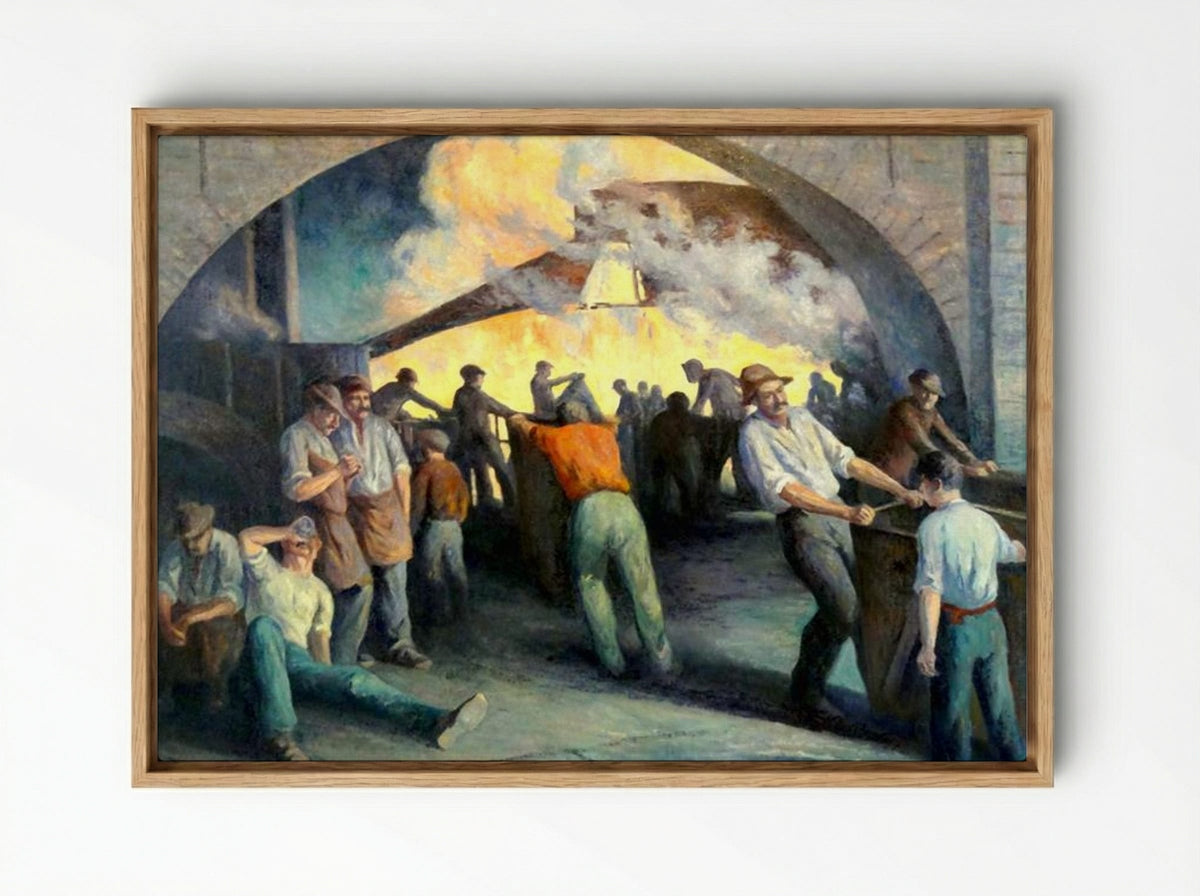 Foundry In Charleroi, La Coulée - Maximilien Luce - Framed Canvas Wood