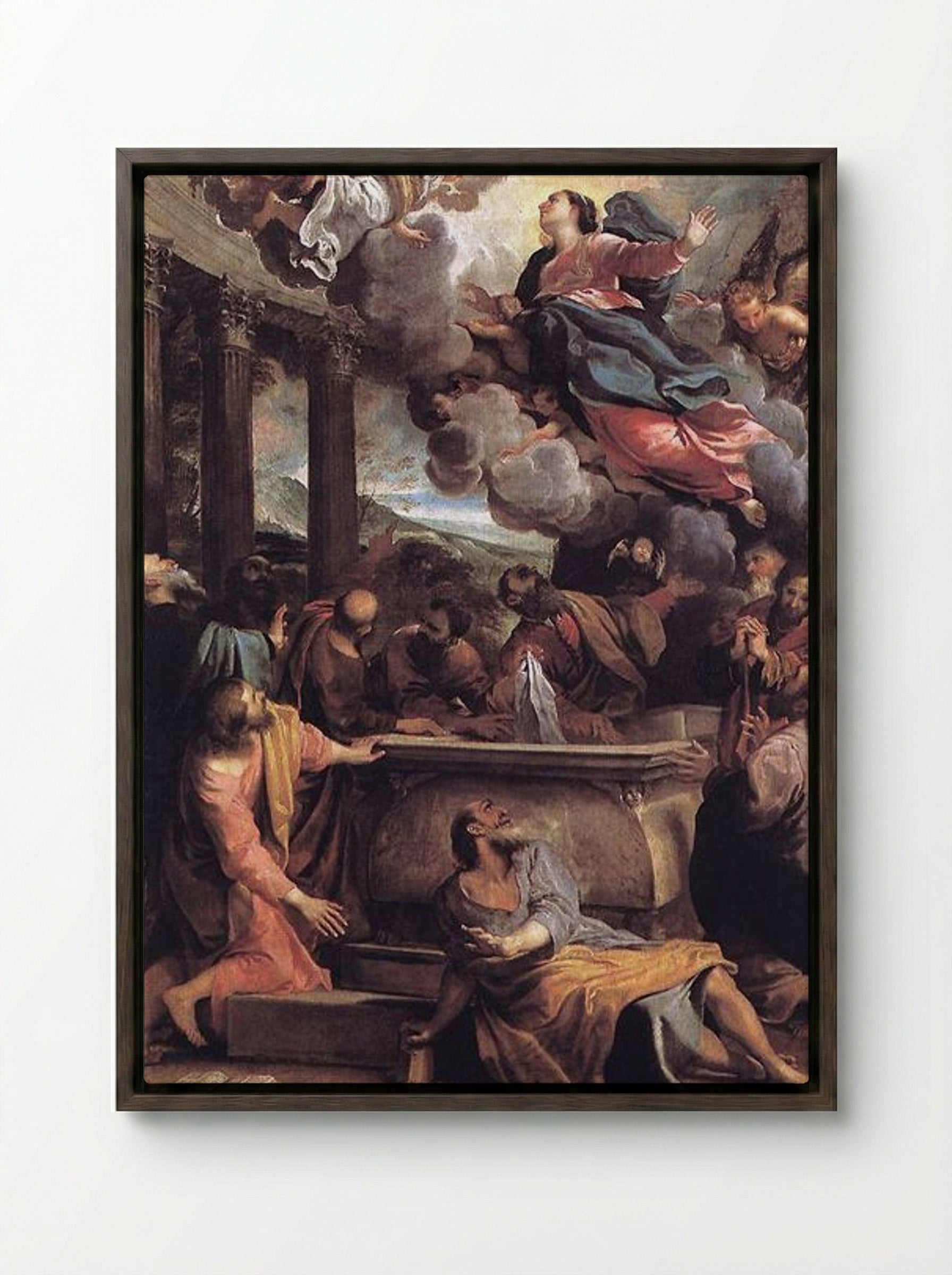 The Assumption of the Virgin - Annibale Carracci - Framed Canvas Dark Wood